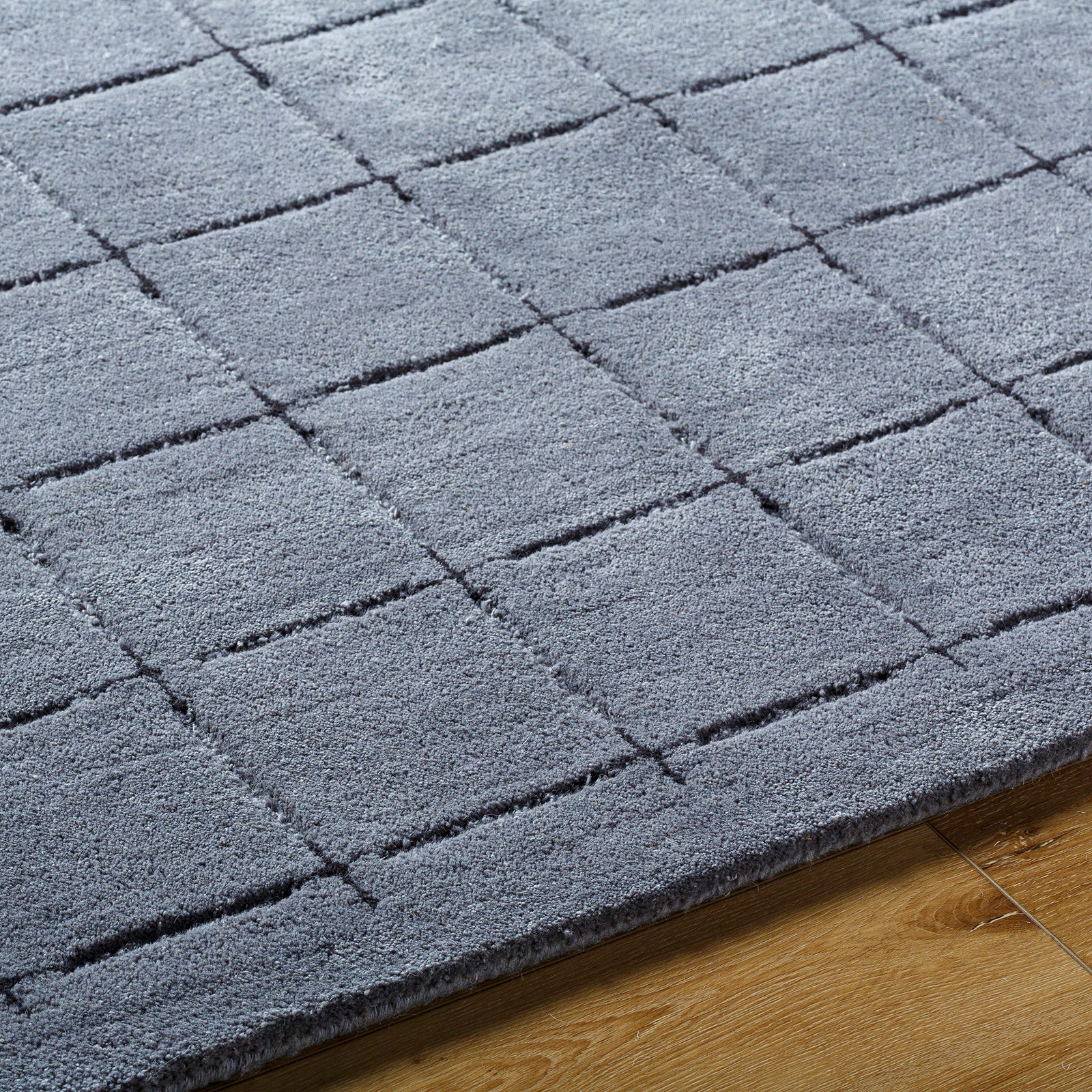 Brook Modern Wool Modern Grey & Charcoal Rug 152x229cm - texture detail