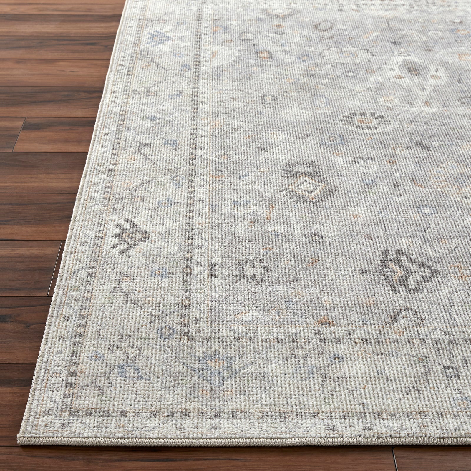 Davina Becki Owens Vintage Traditional Vintage Boho Grey & Medium Grey Polyester Rug 120x170cm - reverse roll detail