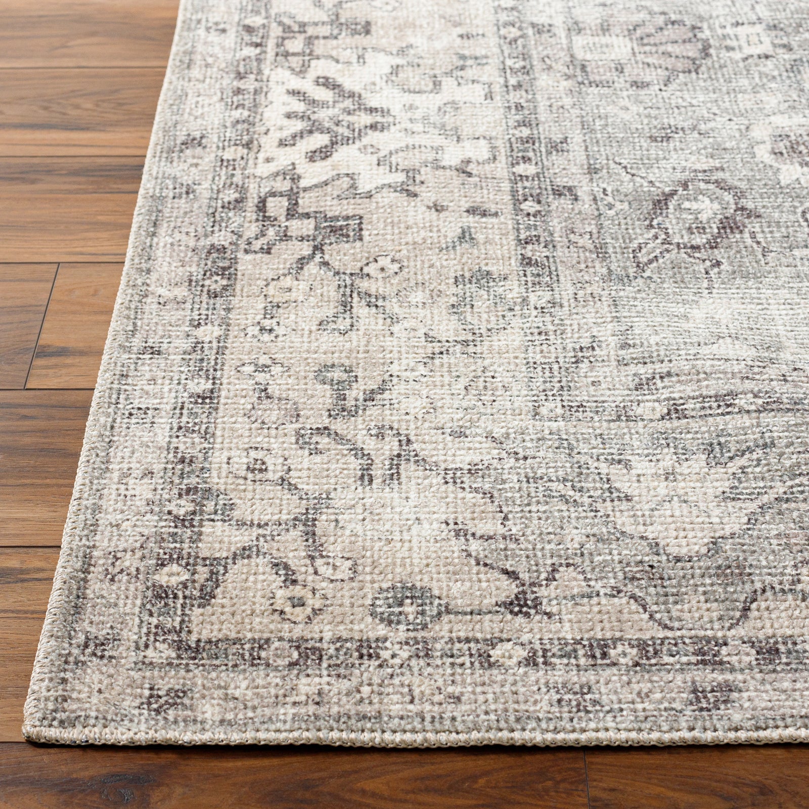 Davina Becki Owens Vintage Traditional Vintage Boho Brown & Medium Grey & Taupe Polyester Rug 160x213cm - reverse roll detail