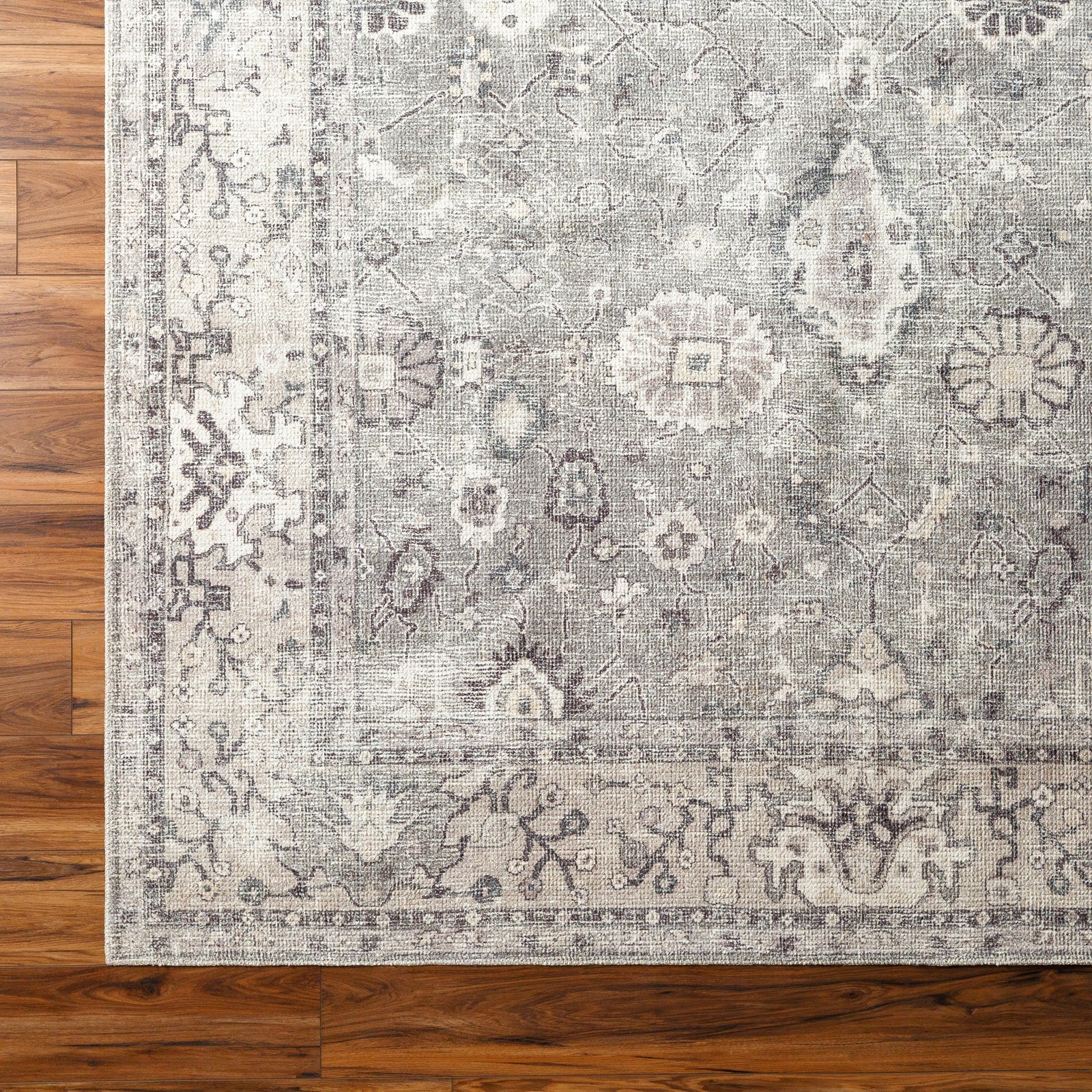 Davina Becki Owens Vintage Traditional Vintage Boho Brown & Medium Grey & Taupe Polyester Rug 160x213cm - colour swatch