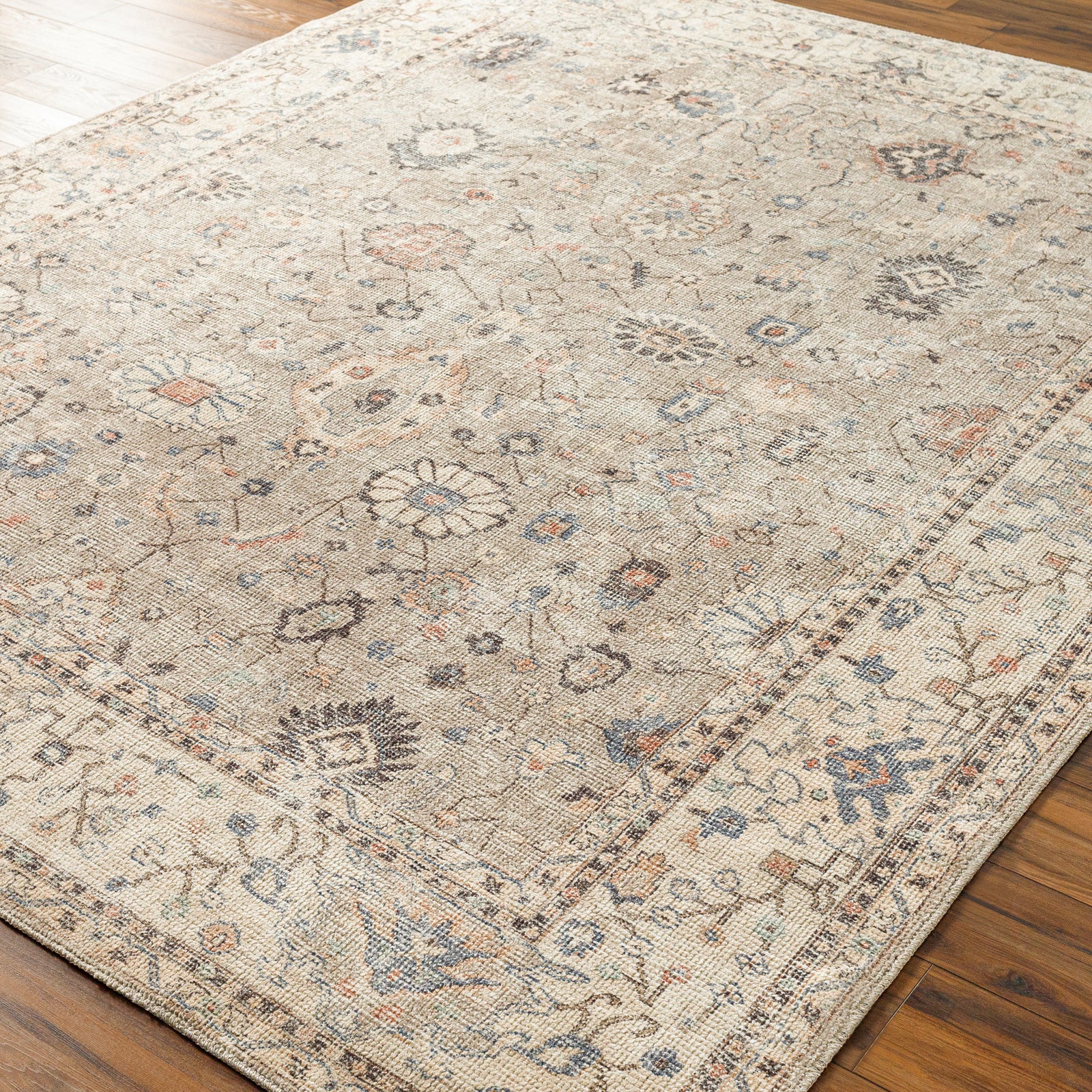 Davina Becki Owens Vintage Traditional Vintage Boho Brown & Medium Grey & Light Beige Polyester Rug 160x213cm - corner detail