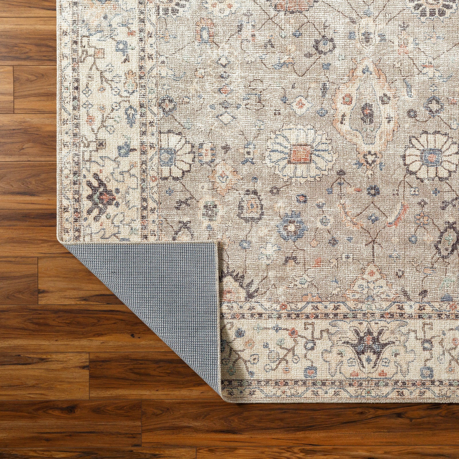 Davina Becki Owens Vintage Traditional Vintage Boho Brown & Medium Grey & Light Beige Polyester Rug 160x213cm - texture detail