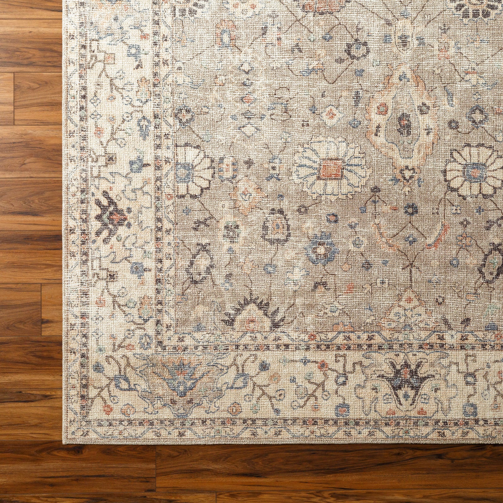 Davina Becki Owens Vintage Traditional Vintage Boho Brown & Medium Grey & Light Beige Polyester Rug 160x213cm - colour swatch