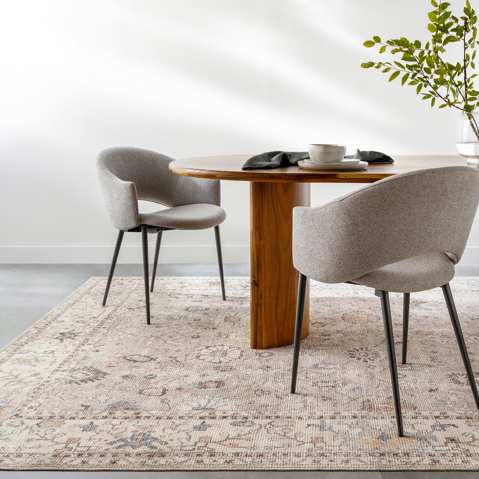 Davina Becki Owens Vintage Traditional Vintage Boho Brown & Medium Grey & Light Beige Polyester Rug 160x213cm - room setting