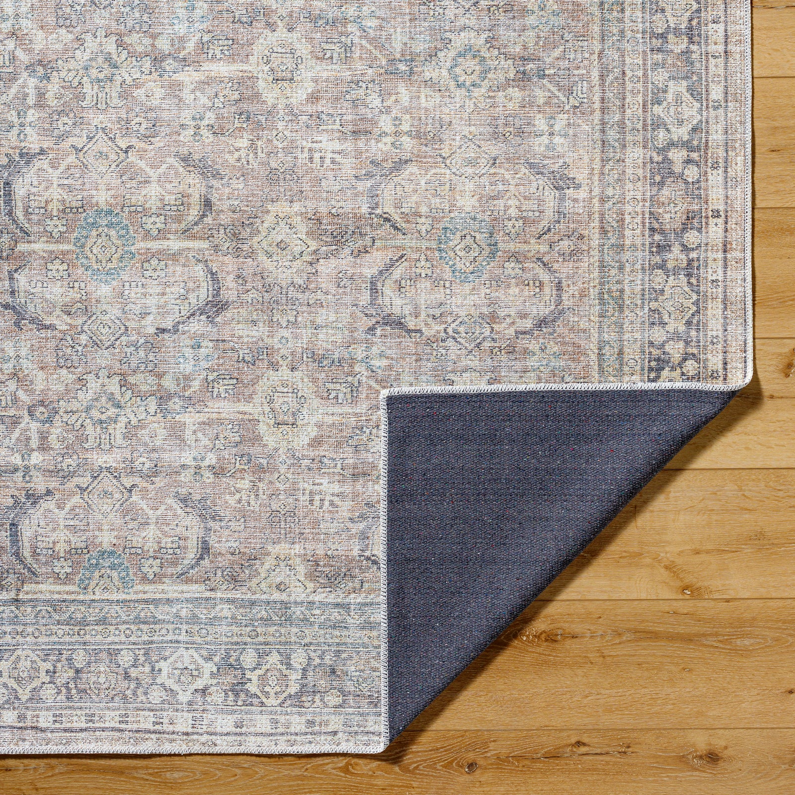 Darling Becki Owens Traditional Washable Grey & Brown Polyester Rug 160x213cm - folded detail