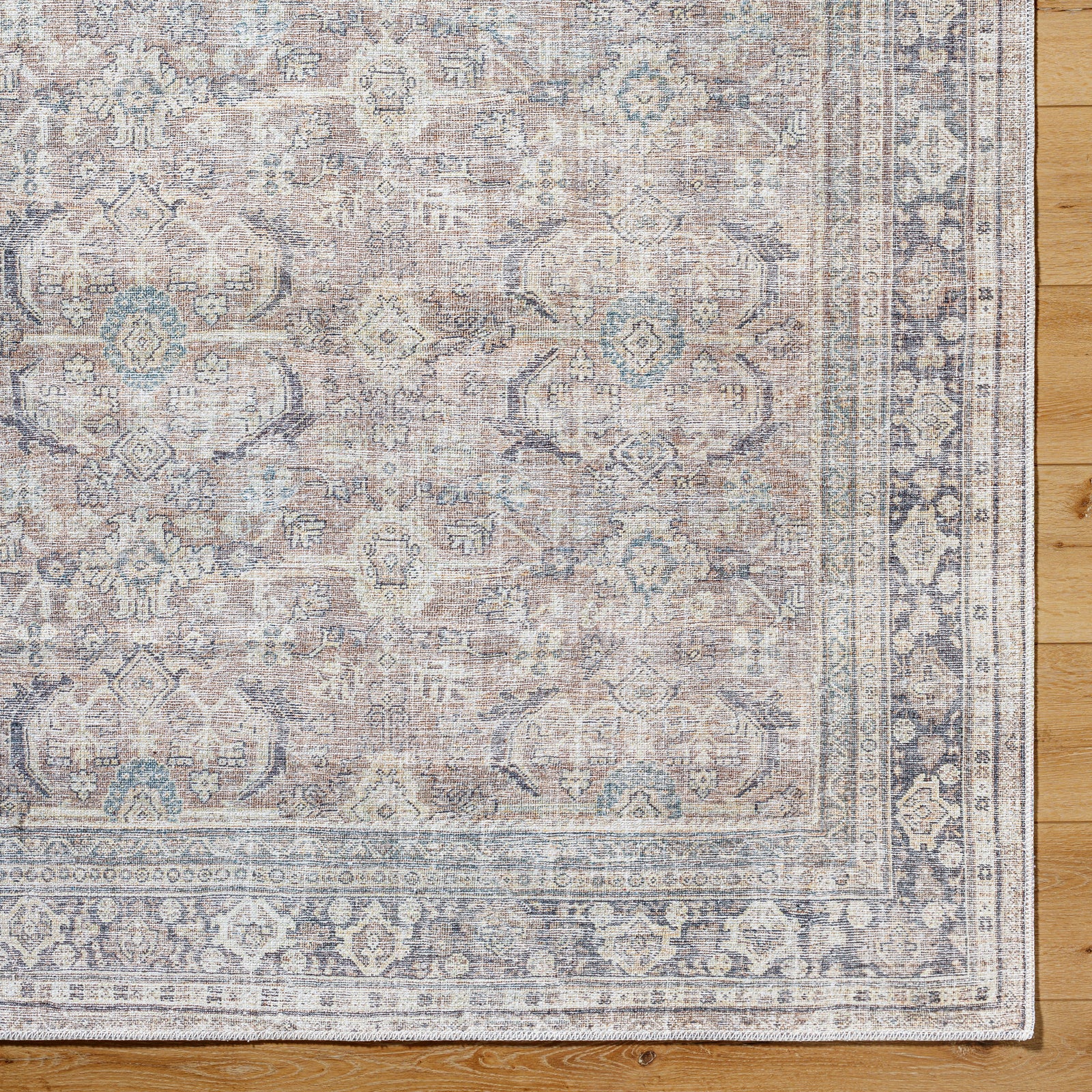 Darling Becki Owens Traditional Washable Grey & Brown Polyester Rug 160x213cm - colour swatch