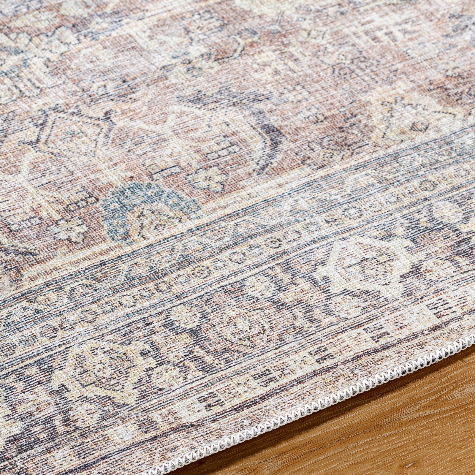 Darling Becki Owens Traditional Washable Grey & Brown Polyester Rug 160x213cm - texture detail