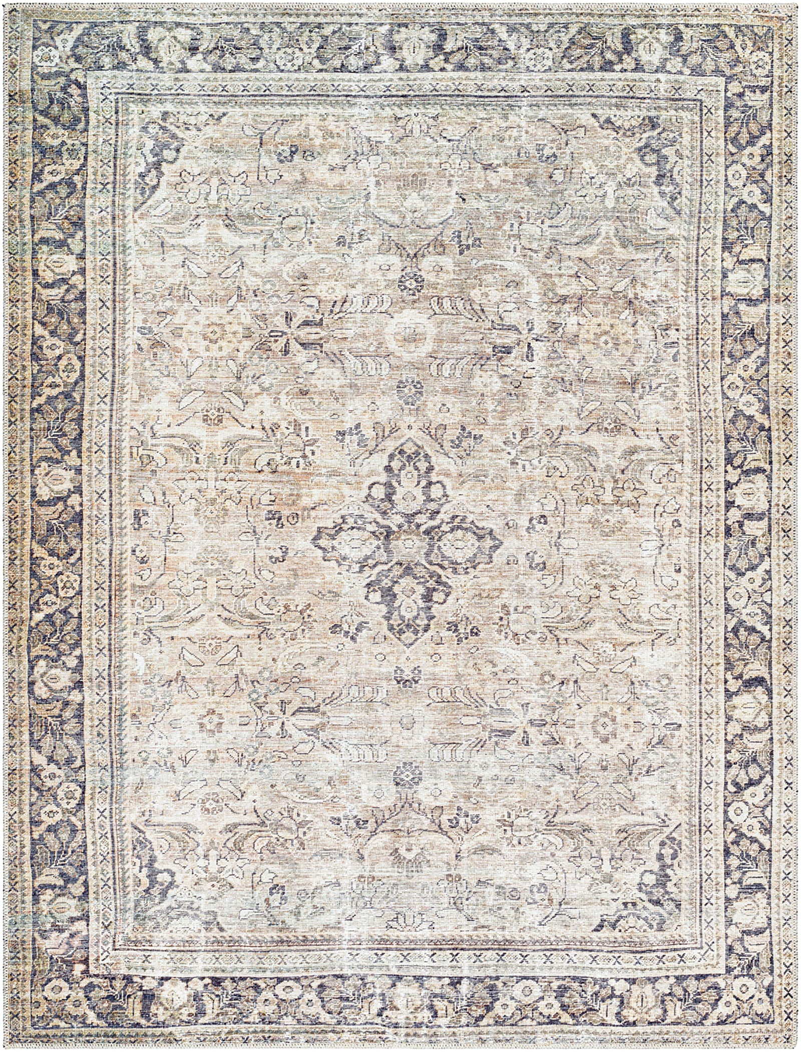 Darling Becki Owens Traditional Washable Grey & Medium Brown & Light Sage Polyester Rug 200x275cm - product image
