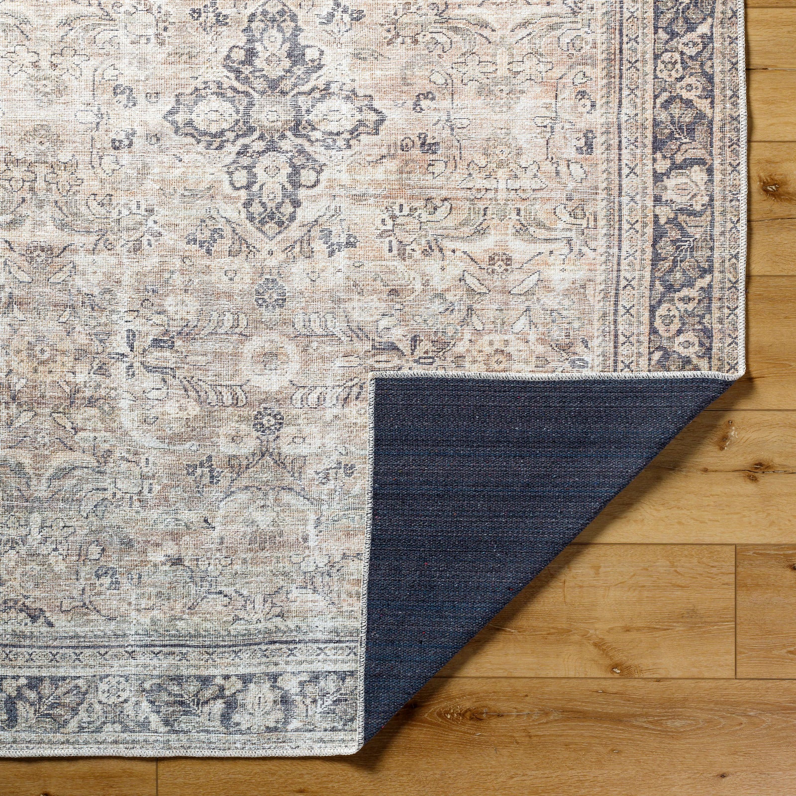 Darling Becki Owens Traditional Washable Grey & Medium Brown & Light Sage Polyester Rug 160x213cm - folded detail