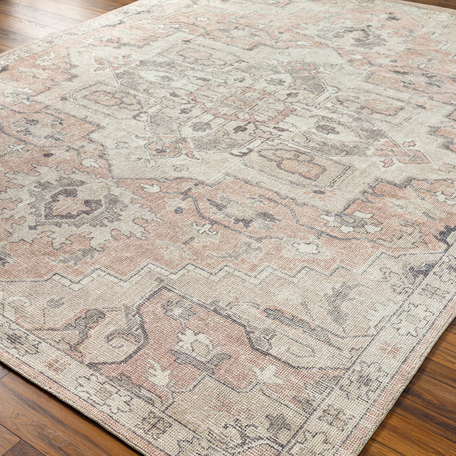 Elle Becki Owens Vintage Traditional Vintage Boho Beige & Tan Polyester Rug 200x275cm - corner detail