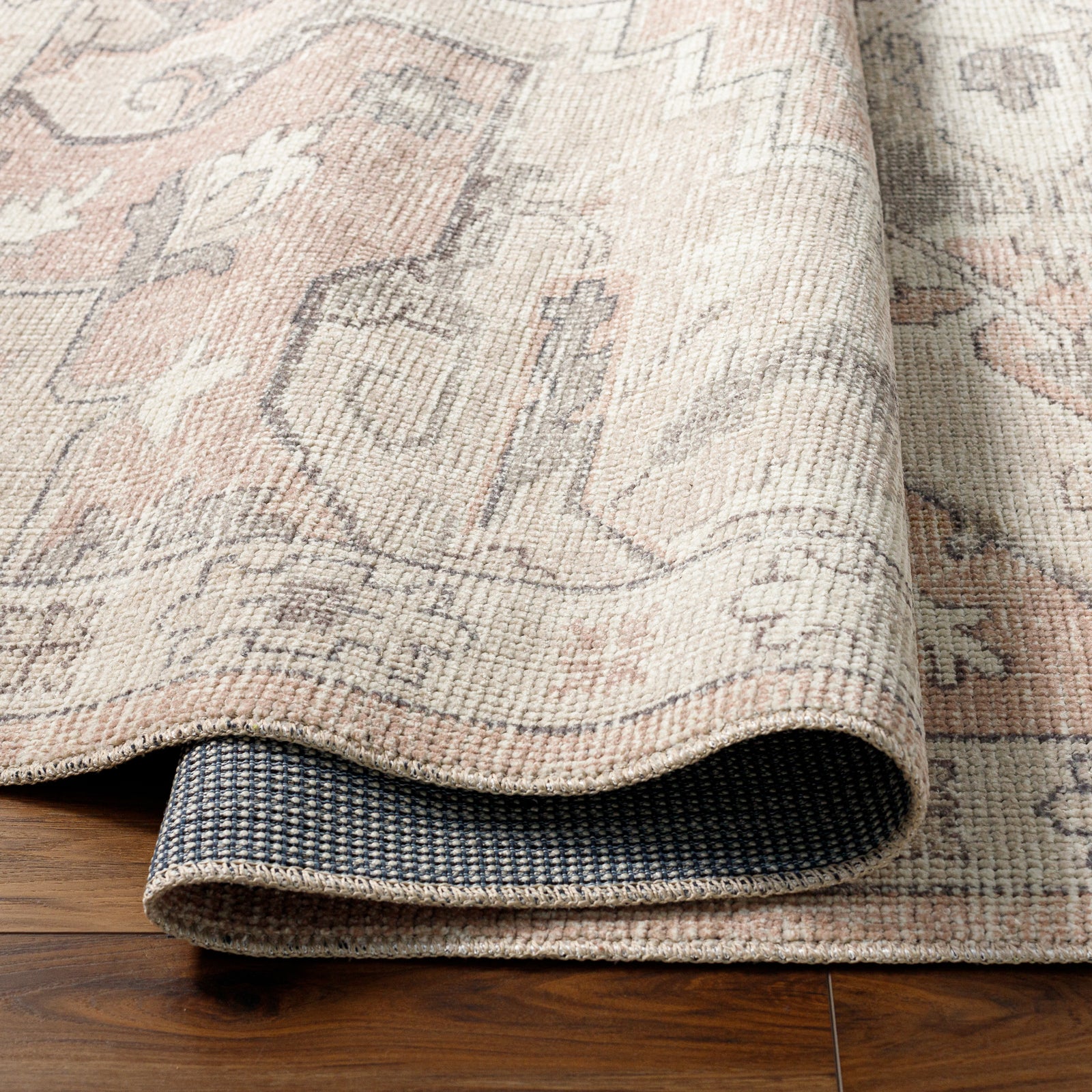 Elle Becki Owens Vintage Traditional Vintage Boho Beige & Tan Polyester Rug 120x170cm - folded detail