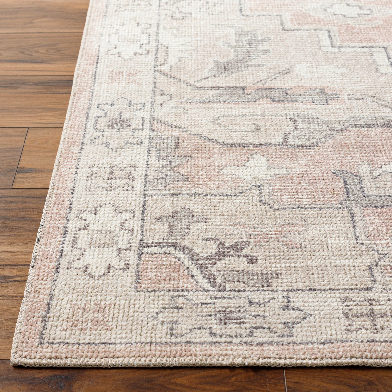 Elle Becki Owens Vintage Traditional Vintage Boho Beige & Tan Polyester Rug 120x170cm - reverse roll detail