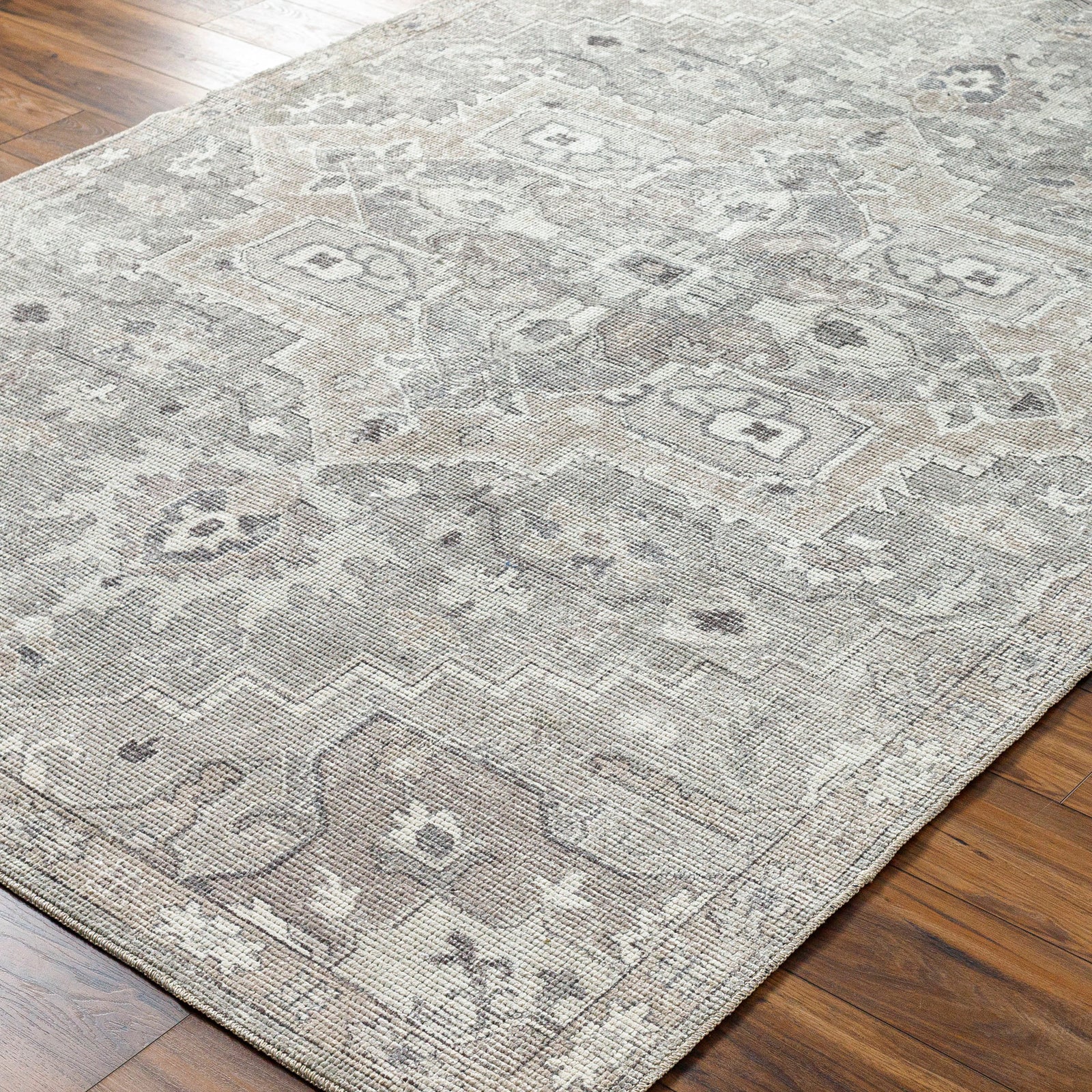 Elle Becki Owens Vintage Traditional Vintage Boho Brown & Sage Polyester Rug 200x275cm - corner detail