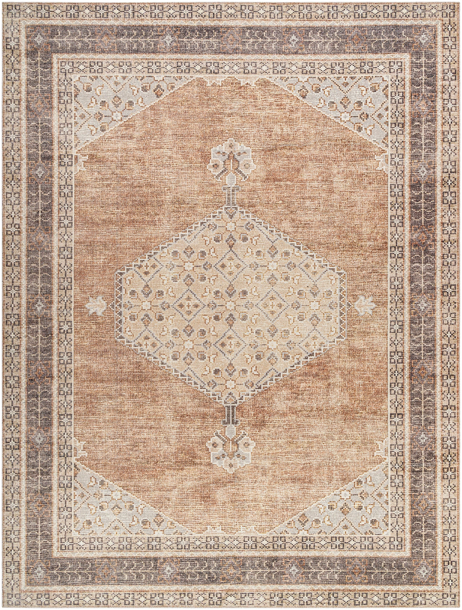 Lila Becki Owens Vintage Traditional Vintage Boho Brown & Tan Polyester Rug 120x170cm - product image