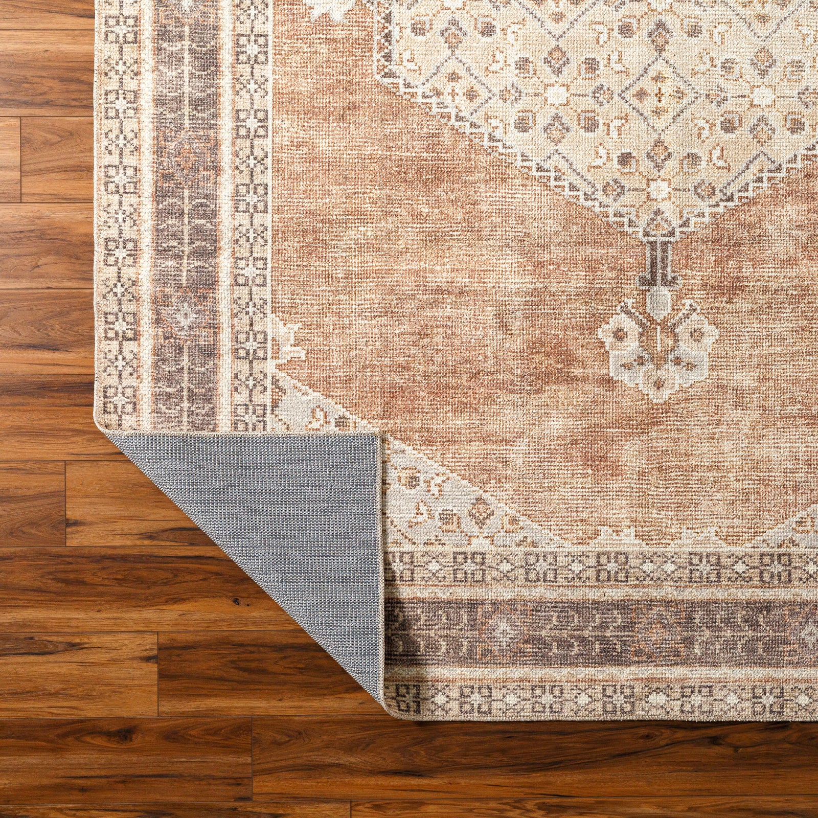 Lila Becki Owens Vintage Traditional Vintage Boho Brown & Tan Polyester Rug 120x170cm - texture detail