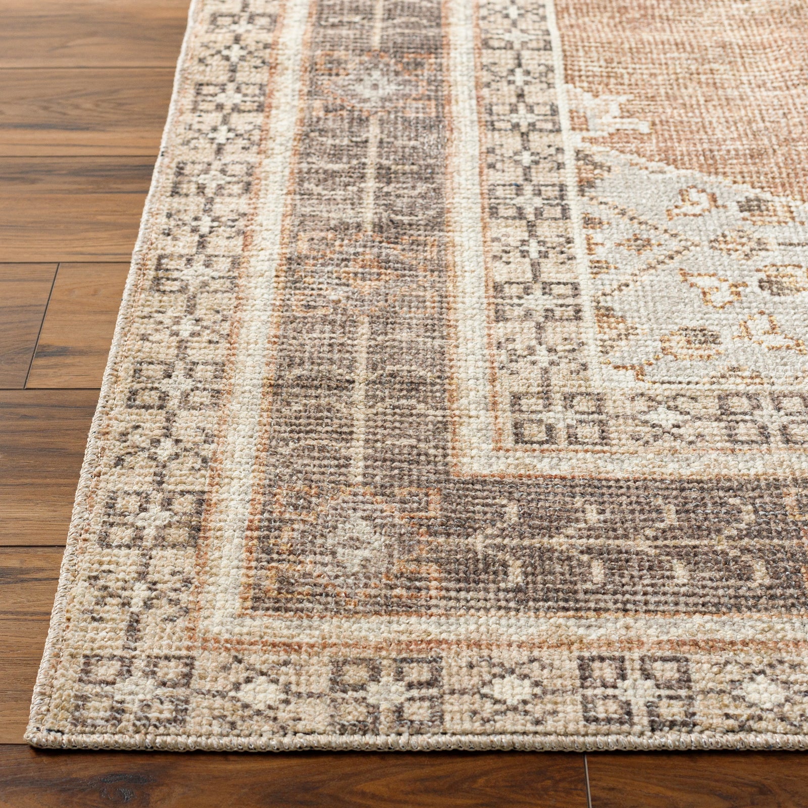 Lila Becki Owens Vintage Traditional Vintage Boho Brown & Tan Polyester Rug 120x170cm - folded detail