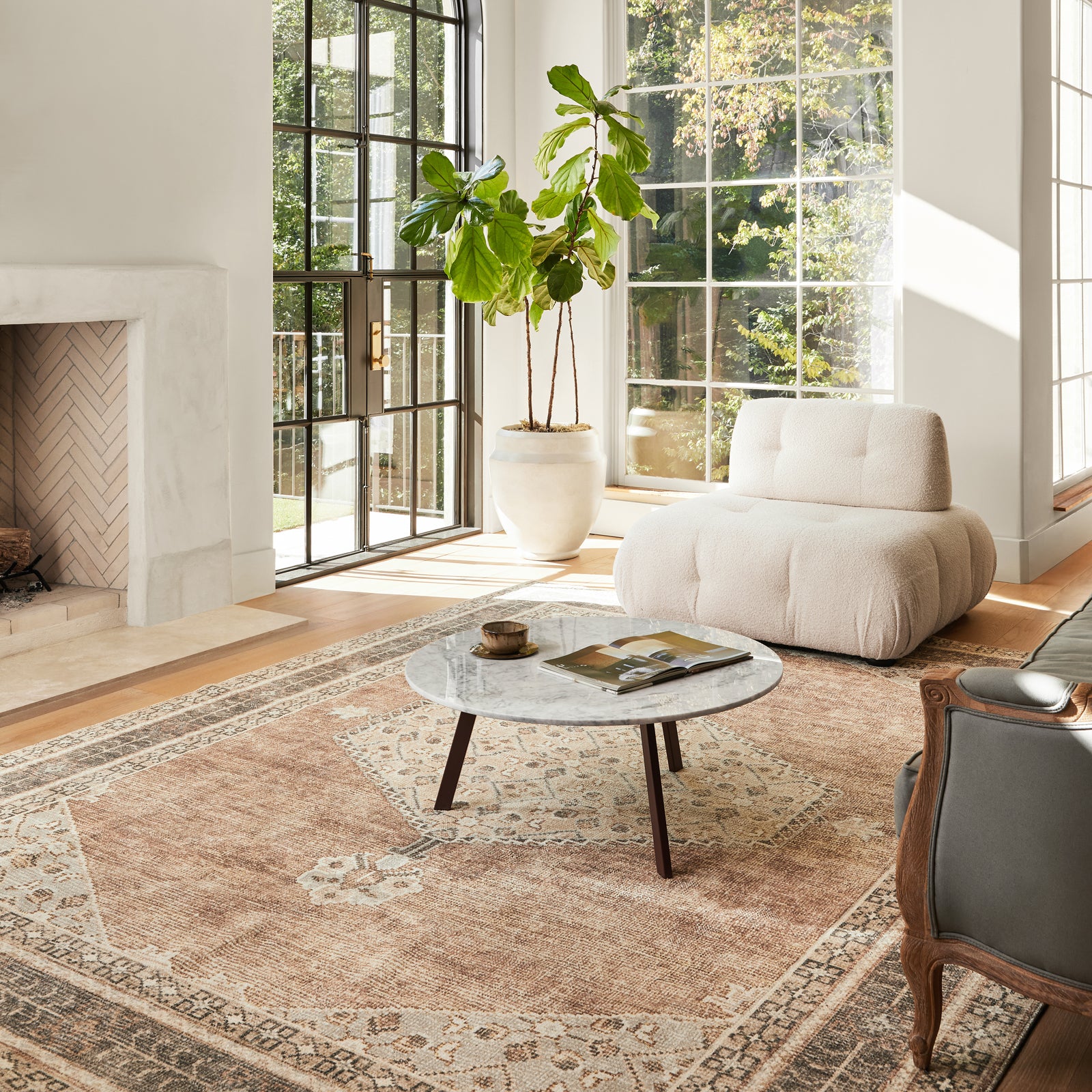 Lila Becki Owens Vintage Traditional Vintage Boho Brown & Tan Polyester Rug 120x170cm - room setting