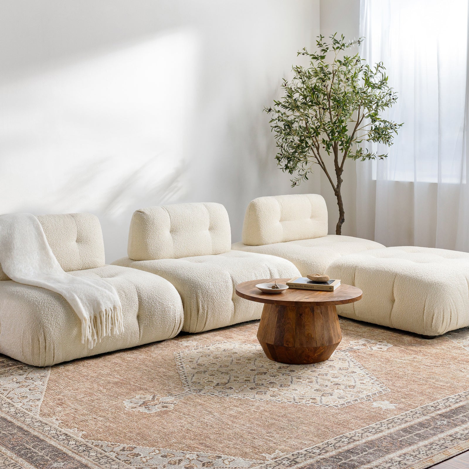 Lila Becki Owens Vintage Traditional Vintage Boho Brown & Tan Polyester Rug 120x170cm - pile detail