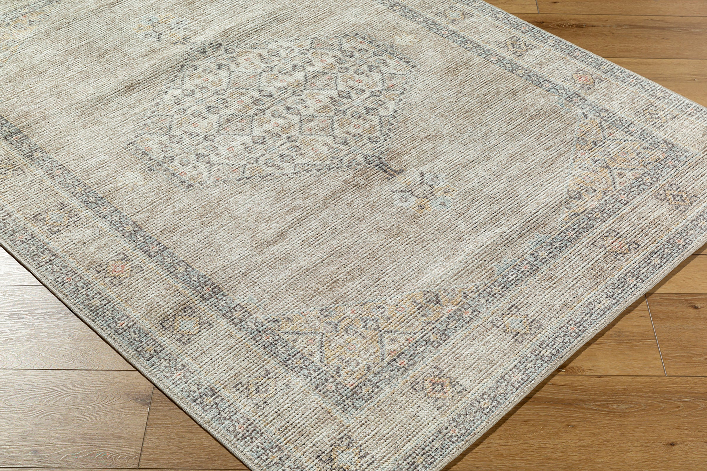 Lila Becki Owens Vintage Traditional Vintage Boho Brown & Off White Polyester Rug 200x275cm - corner detail
