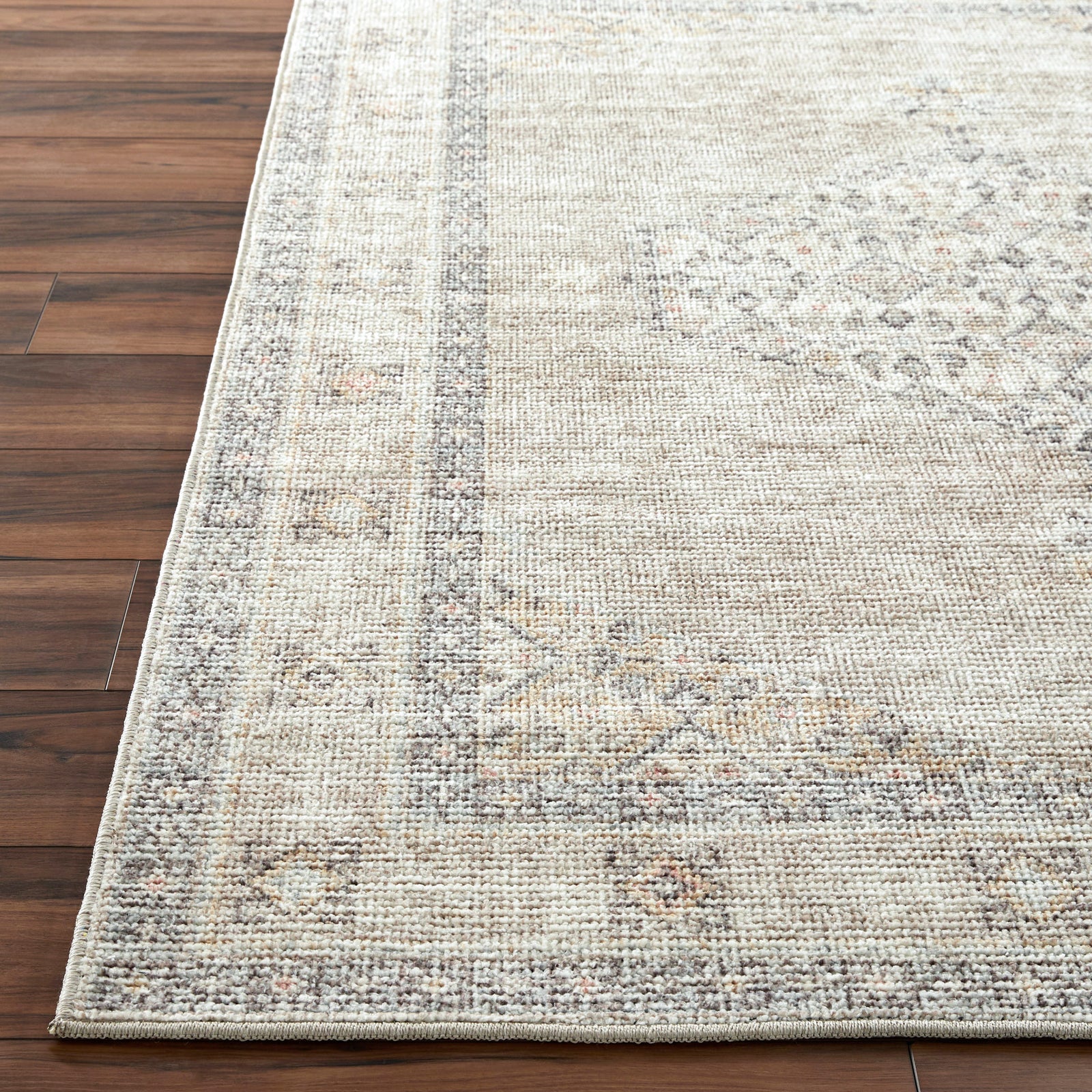 Lila Becki Owens Vintage Traditional Vintage Boho Brown & Off White Polyester Rug 200x275cm - reverse roll detail