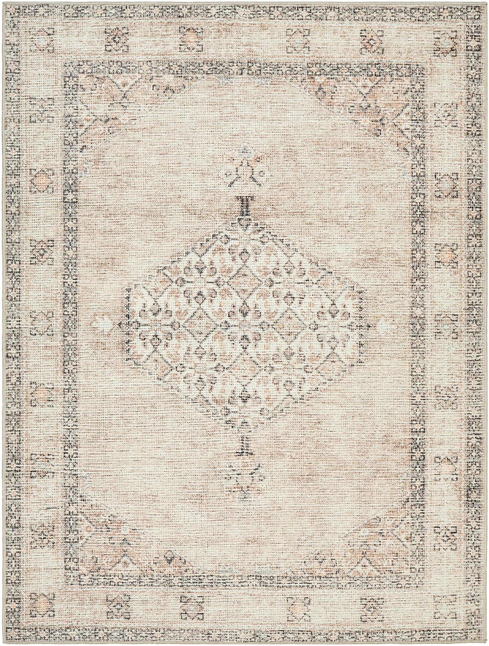 Lila Becki Owens Vintage Traditional Vintage Boho Pink & Off White Polyester Rug 120x170cm - product image