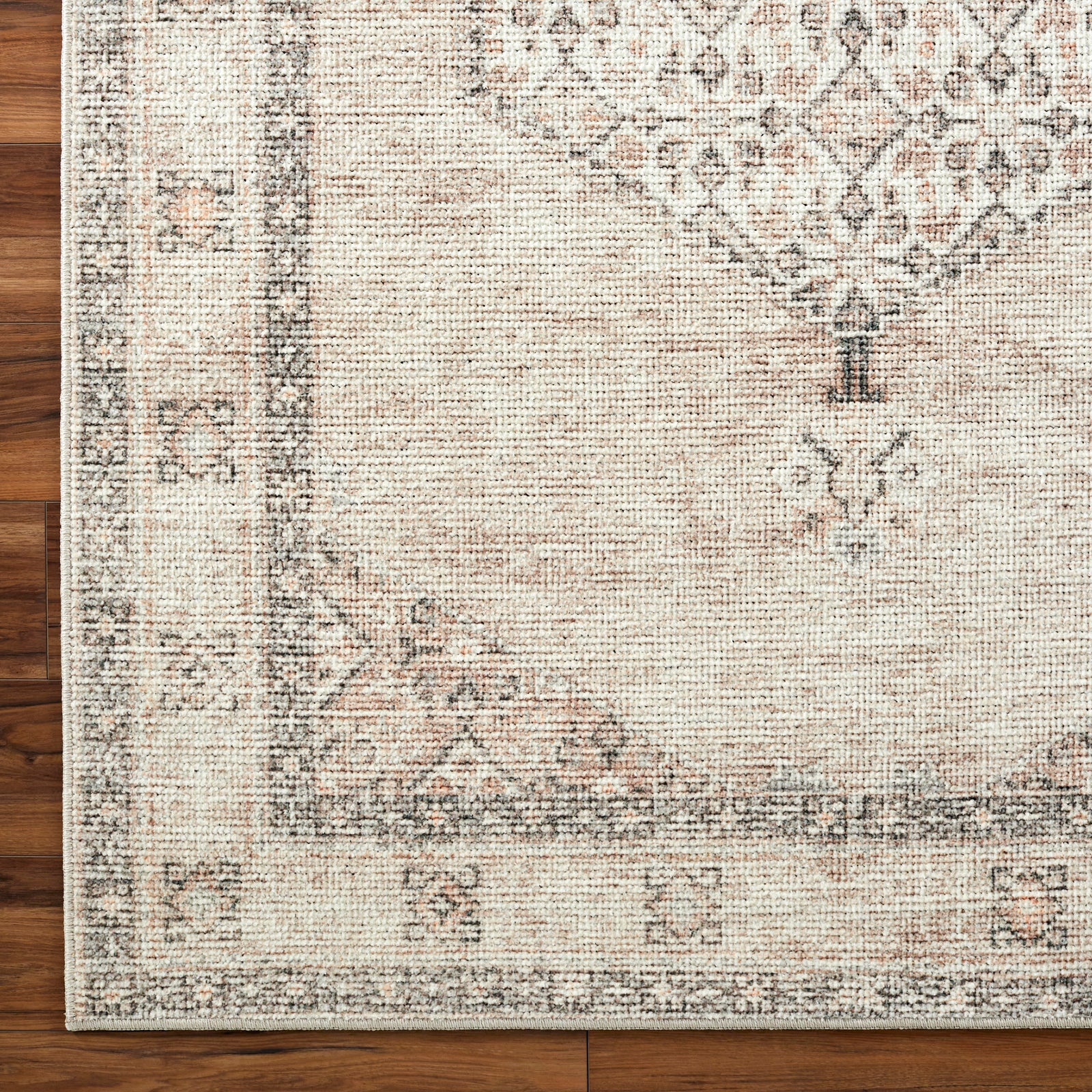 Lila Becki Owens Vintage Traditional Vintage Boho Pink & Off White Polyester Rug 120x170cm - colour swatch