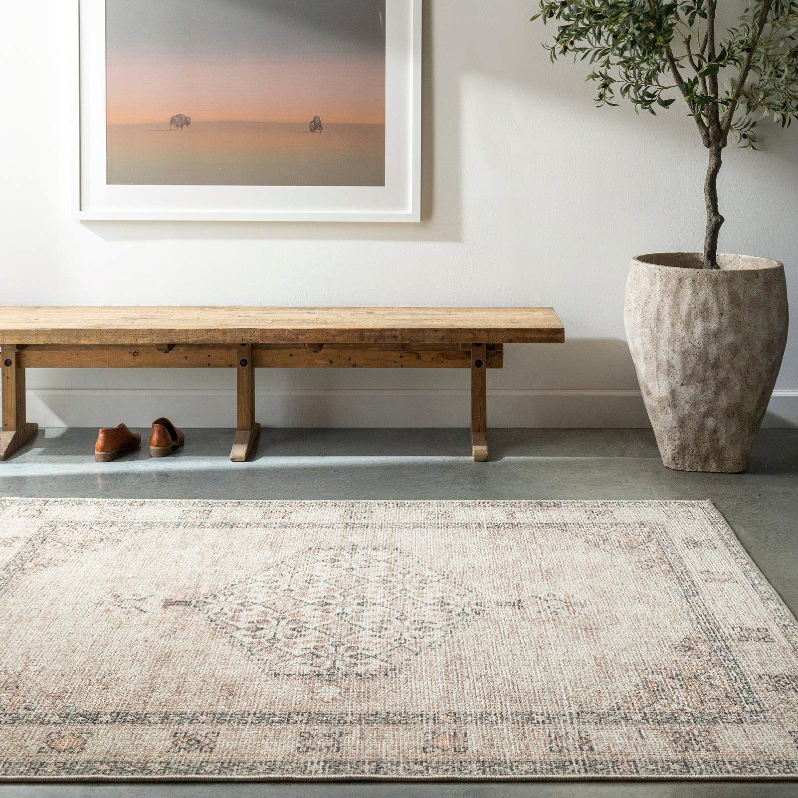 Lila Becki Owens Vintage Traditional Vintage Boho Pink & Off White Polyester Rug 120x170cm - room setting