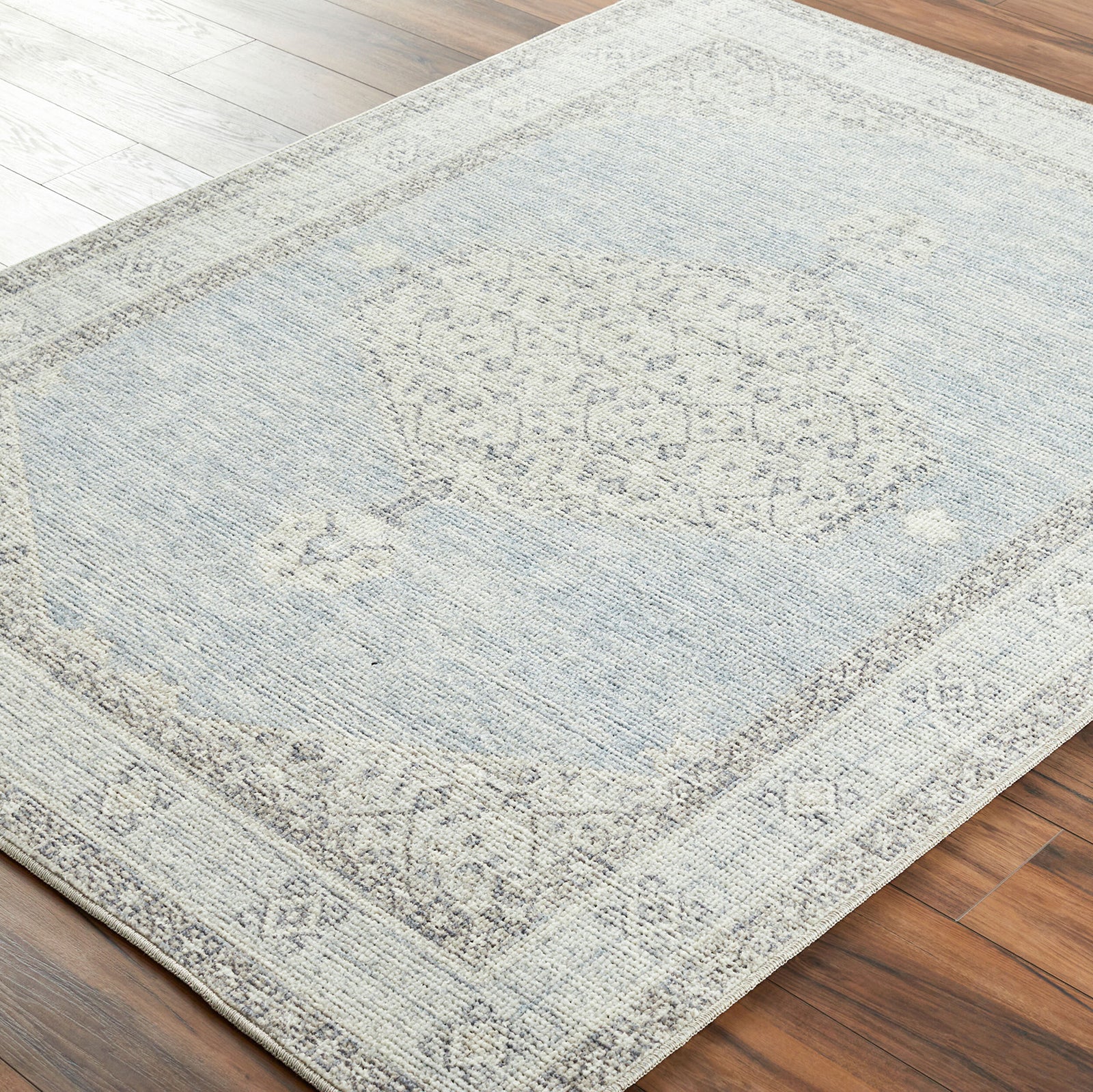 Lila Becki Owens Vintage Traditional Vintage Boho Blue & Denim Polyester Rug 200x275cm - reverse roll detail