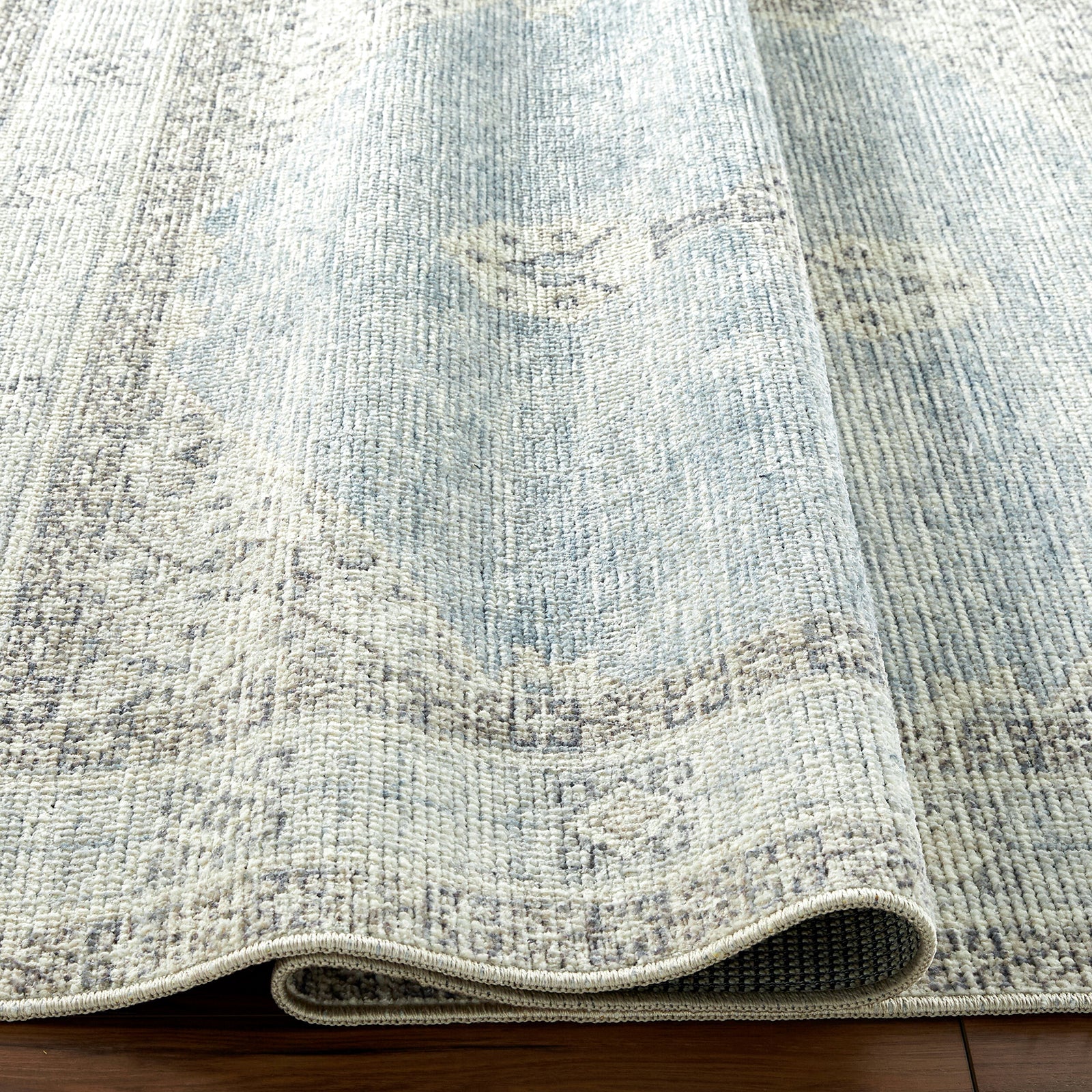Lila Becki Owens Vintage Traditional Vintage Boho Blue & Denim Polyester Rug 200x275cm - texture detail