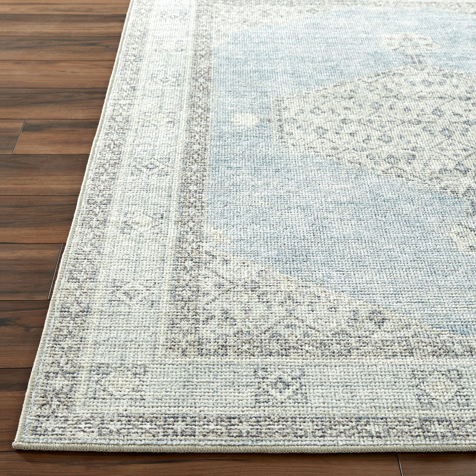 Lila Becki Owens Vintage Traditional Vintage Boho Blue & Denim Polyester Rug 120x170cm - folded detail