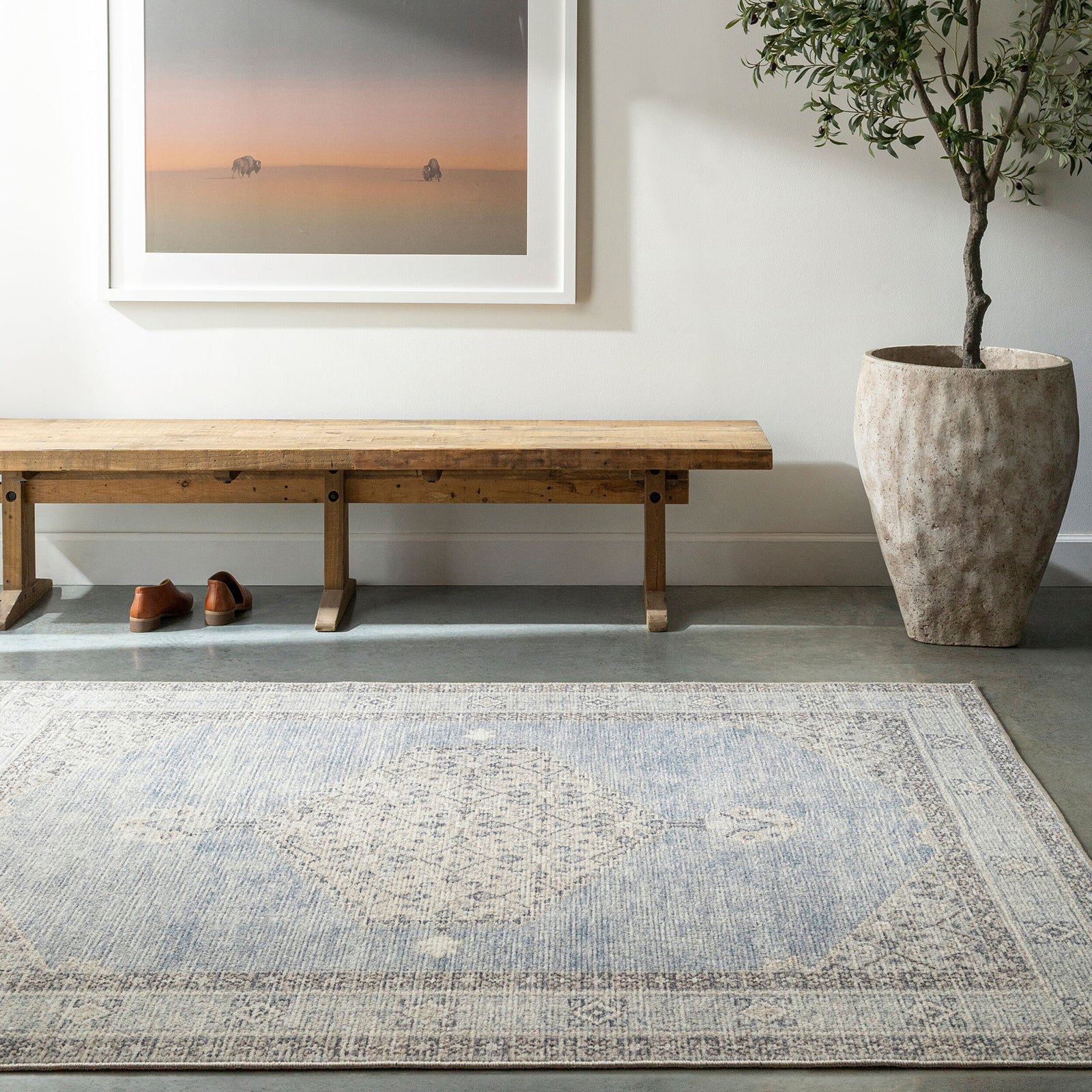 Lila Becki Owens Vintage Traditional Vintage Boho Blue & Denim Polyester Rug 200x275cm - room setting