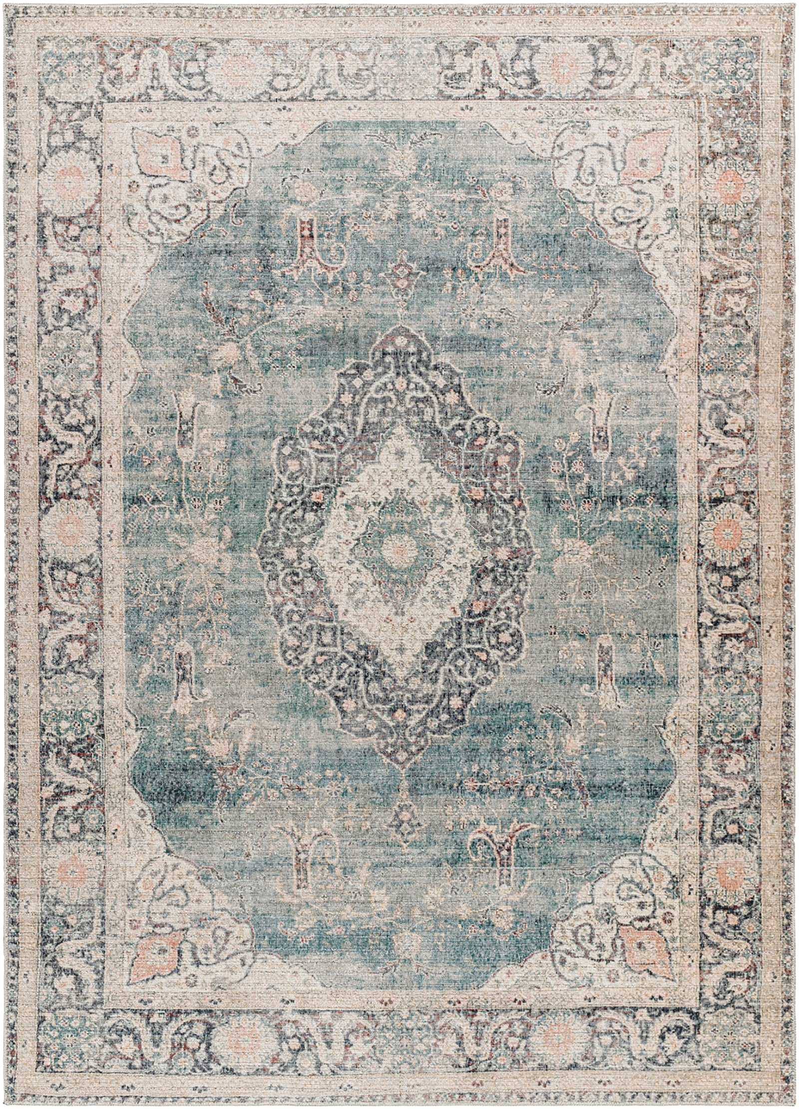 Marlene Becki Owens Vintage Traditional Vintage Boho Blue & Ice Blue Polyester Rug 157x213cm - product image