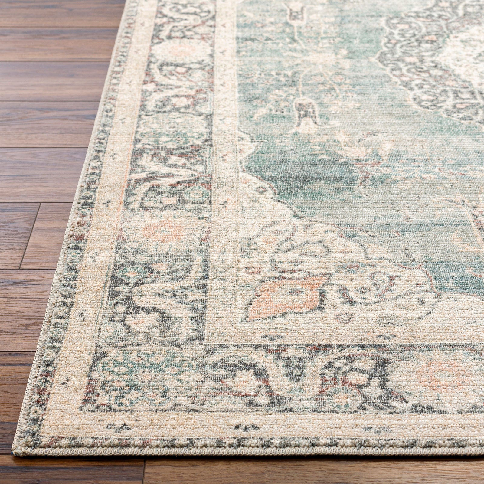 Marlene Becki Owens Vintage Traditional Vintage Boho Blue & Ice Blue Polyester Rug 157x213cm - reverse roll detail