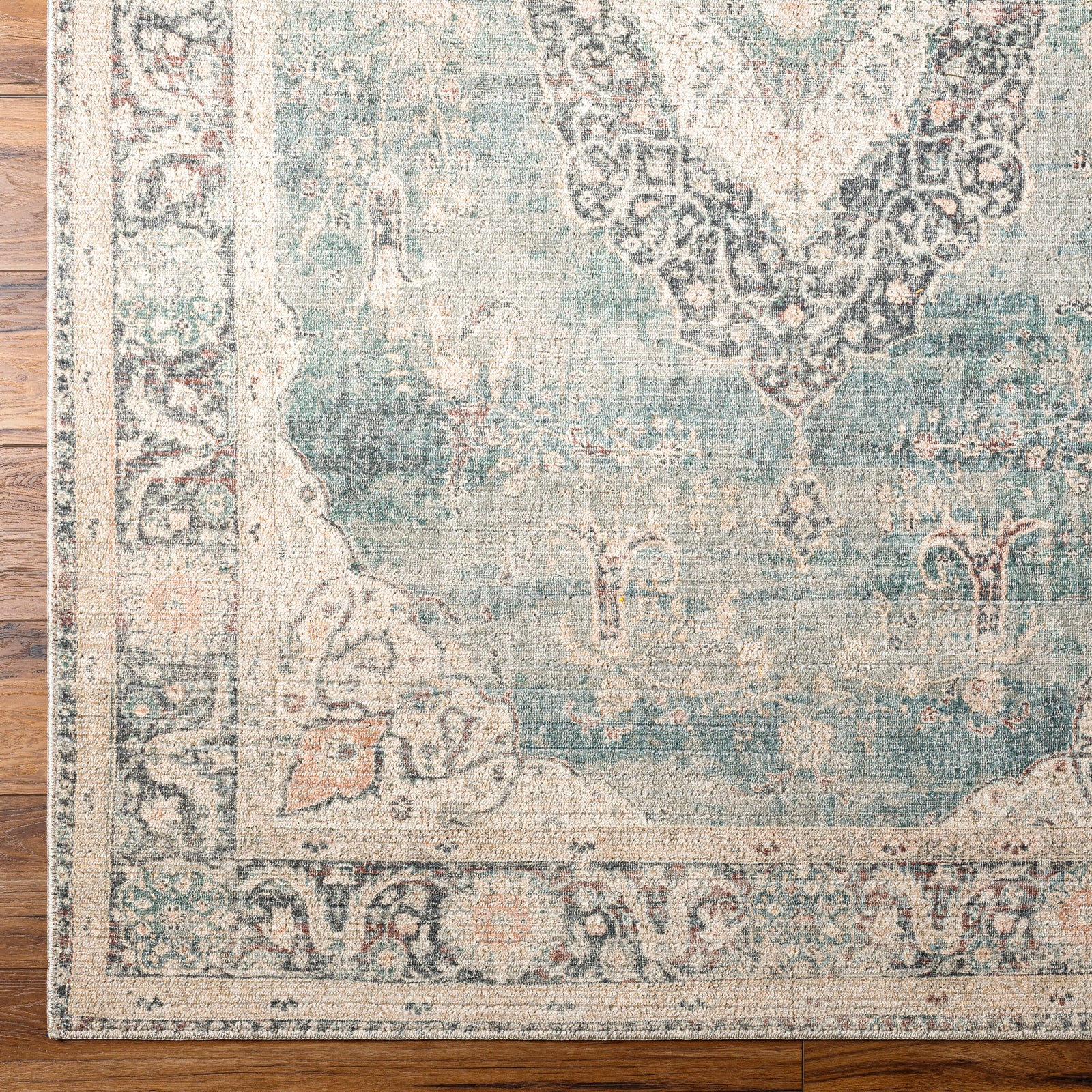 Marlene Becki Owens Vintage Traditional Vintage Boho Blue & Ice Blue Polyester Rug 157x213cm - colour swatch