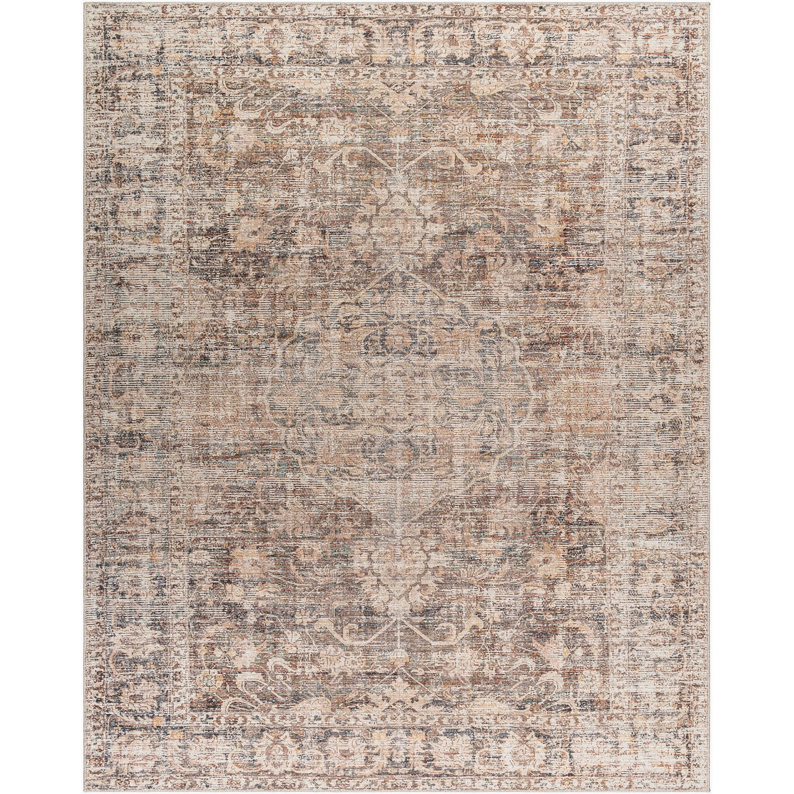 Marlene Becki Owens Vintage Traditional Vintage Boho Natural & Dark Brown Polyester Rug 198x275cm - product image