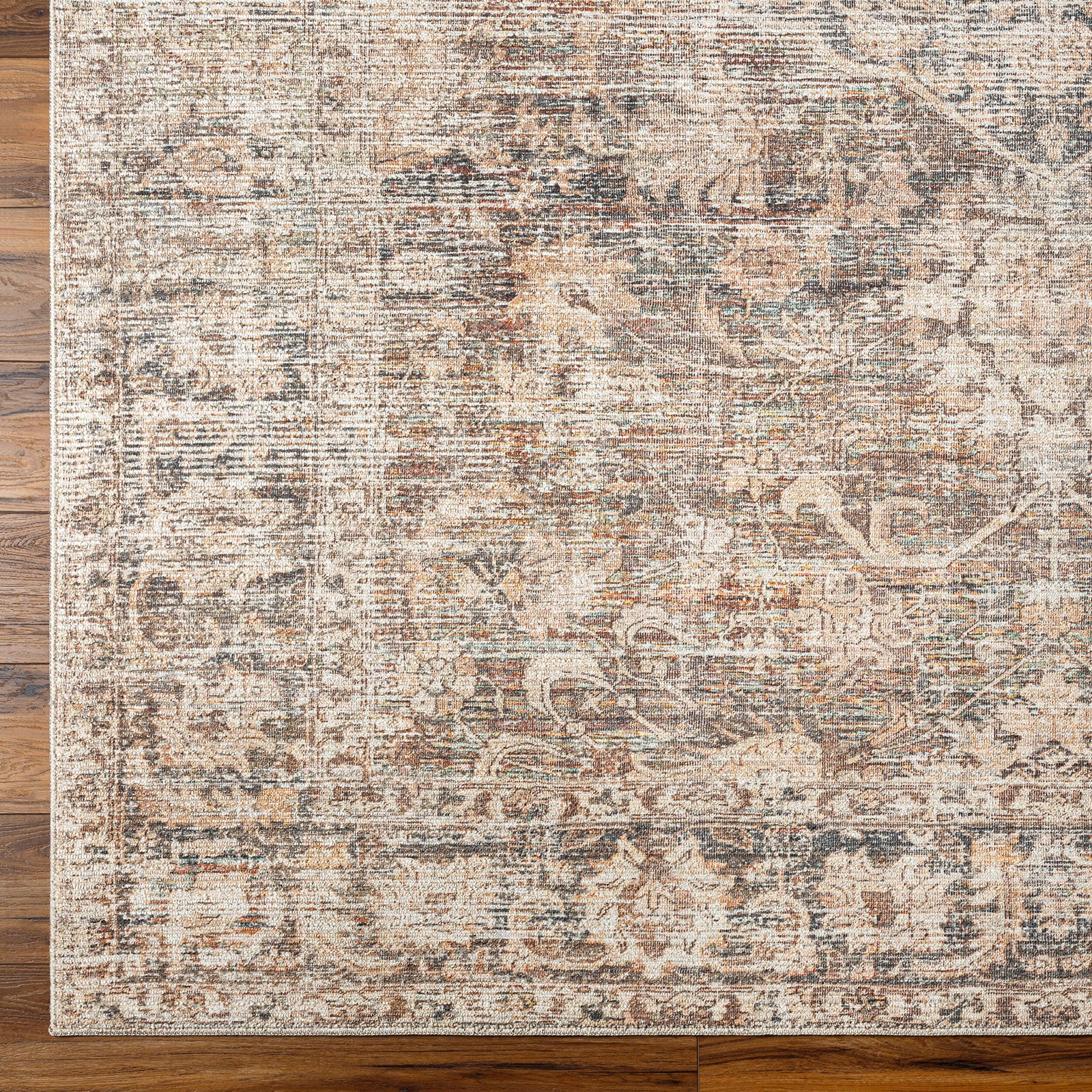 Marlene Becki Owens Vintage Traditional Vintage Boho Natural & Dark Brown Polyester Rug 198x275cm - pile detail