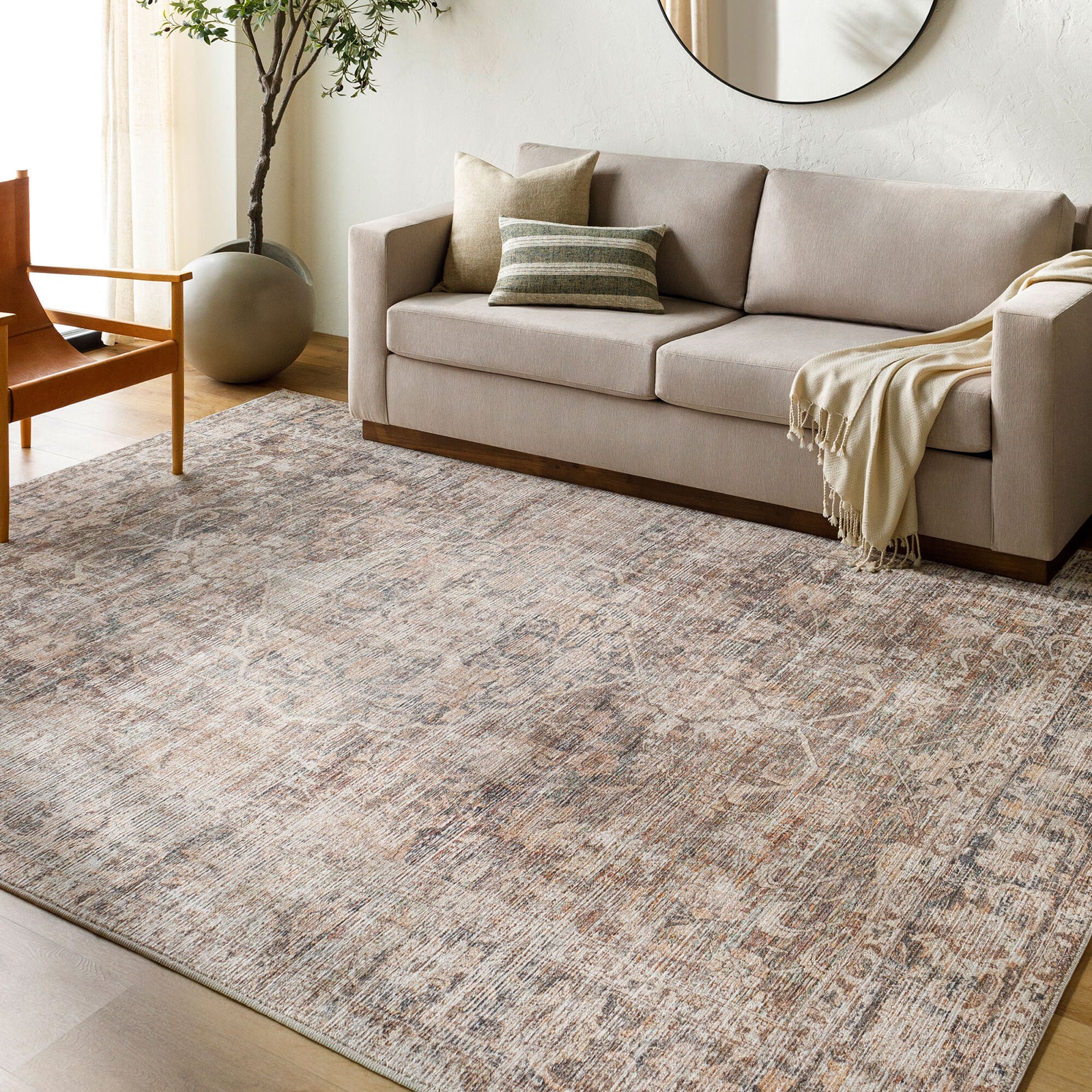Marlene Becki Owens Vintage Traditional Vintage Boho Natural & Dark Brown Polyester Rug 198x275cm - room setting
