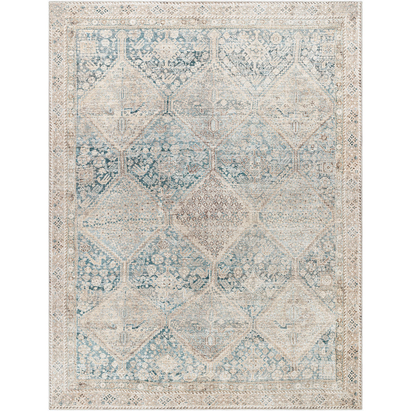 Marlene Becki Owens Vintage Traditional Vintage Boho Natural & Emerald Polyester Rug 117x170cm - product image