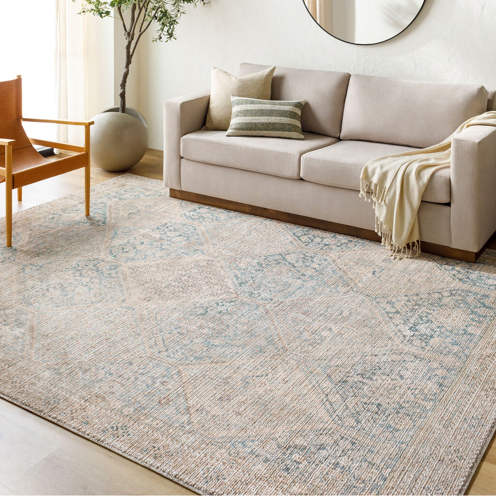 Marlene Becki Owens Vintage Traditional Vintage Boho Natural & Emerald Polyester Rug 117x170cm - room setting