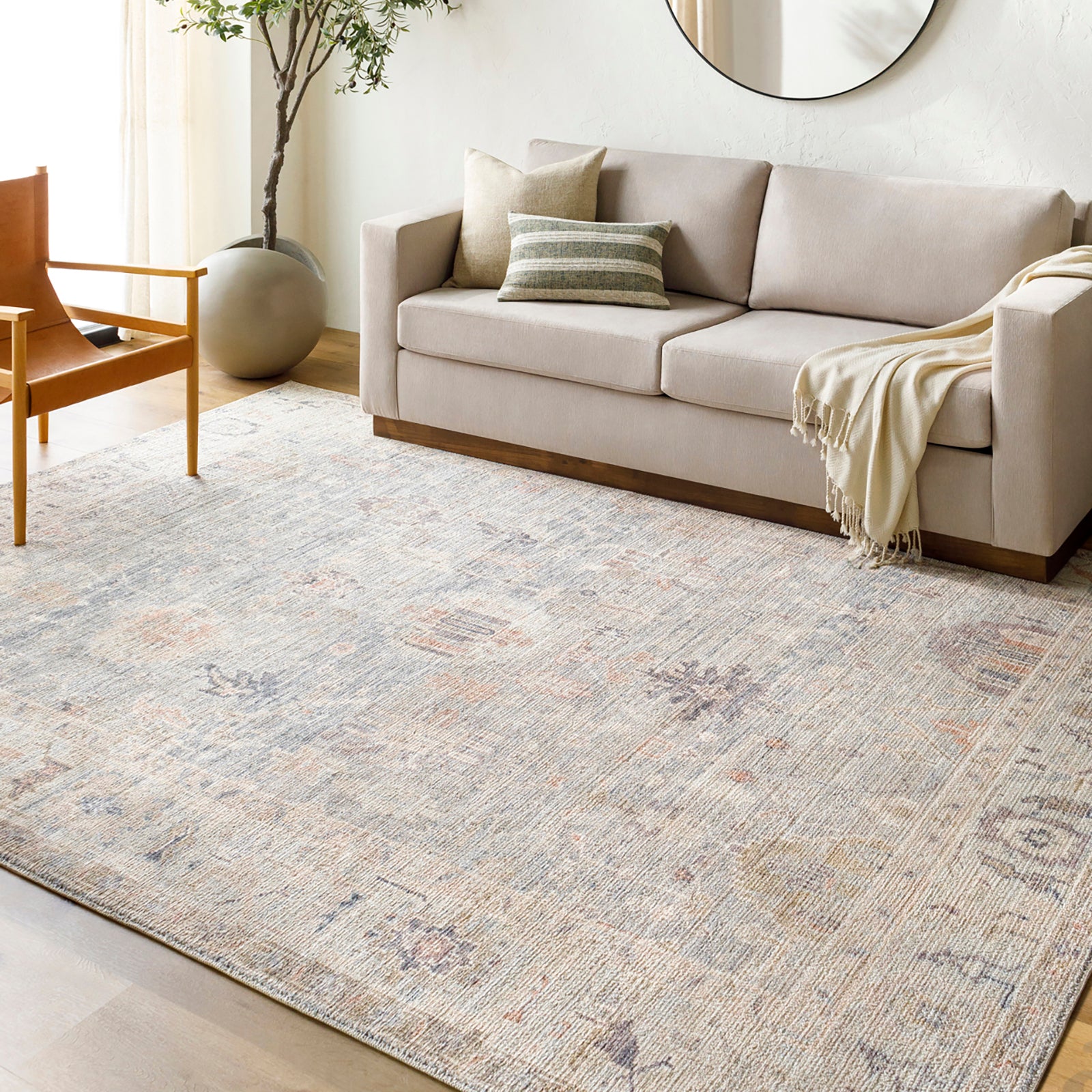Marlene Becki Owens Vintage Traditional Vintage Boho Grey & Pale Blue Polyester Rug 117x170cm - room setting