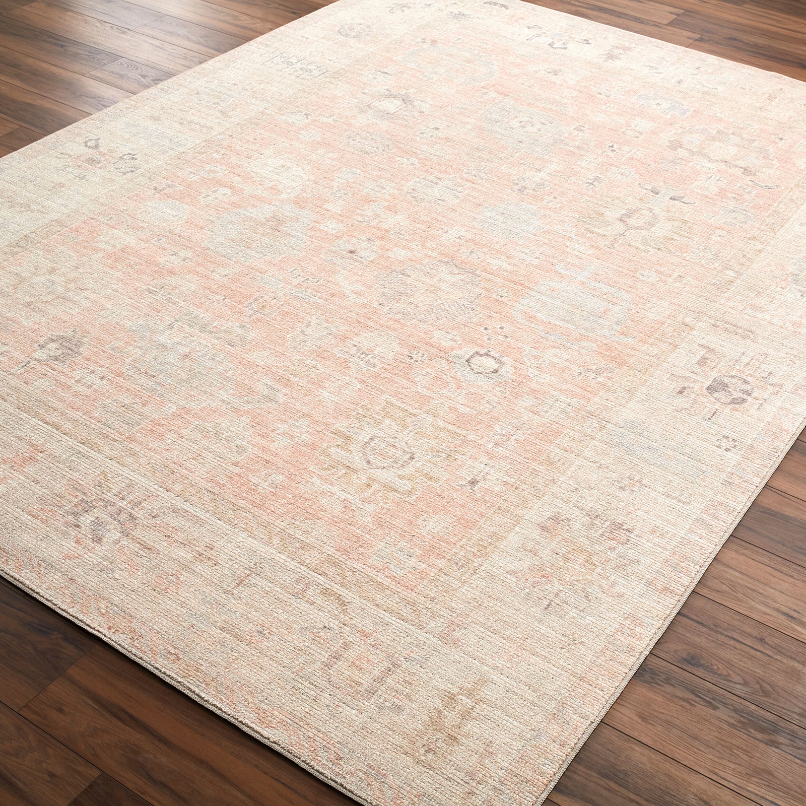 Marlene Becki Owens Vintage Traditional Vintage Boho Pink & Dusty Pink Polyester Rug 117x170cm - corner detail