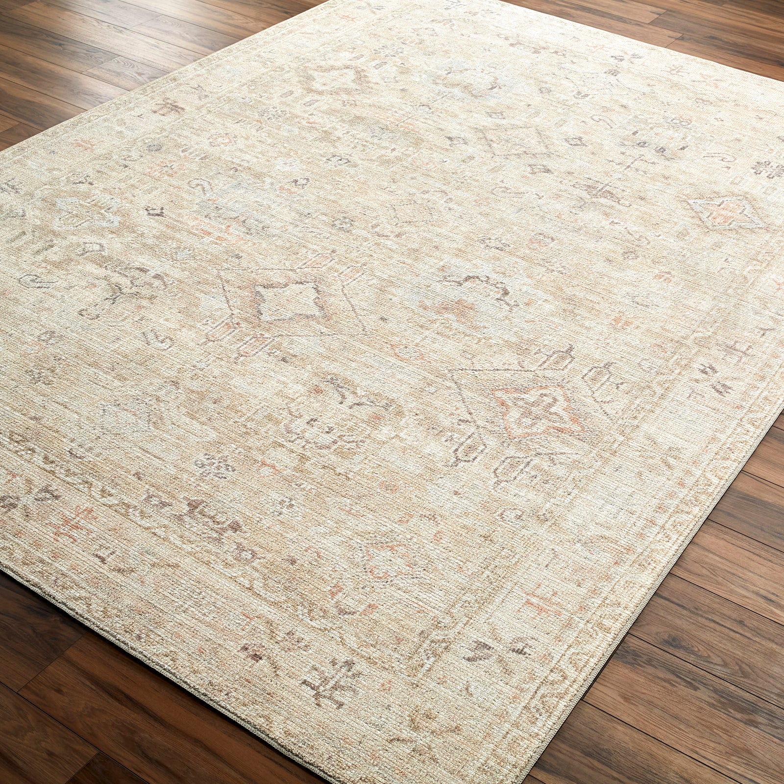 Marlene Becki Owens Vintage Traditional Vintage Boho Brown & Ivory Polyester Rug 198x275cm - corner detail