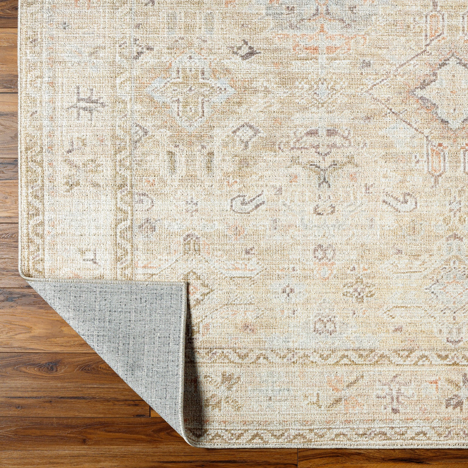 Marlene Becki Owens Vintage Traditional Vintage Boho Brown & Ivory Polyester Rug 198x275cm - folded detail