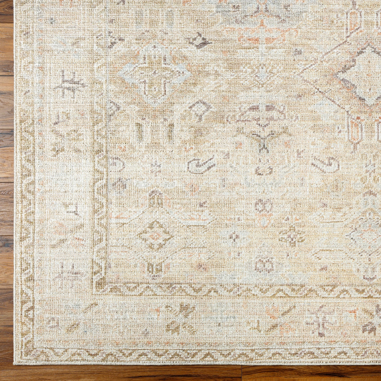 Marlene Becki Owens Vintage Traditional Vintage Boho Brown & Ivory Polyester Rug 198x275cm - pile detail