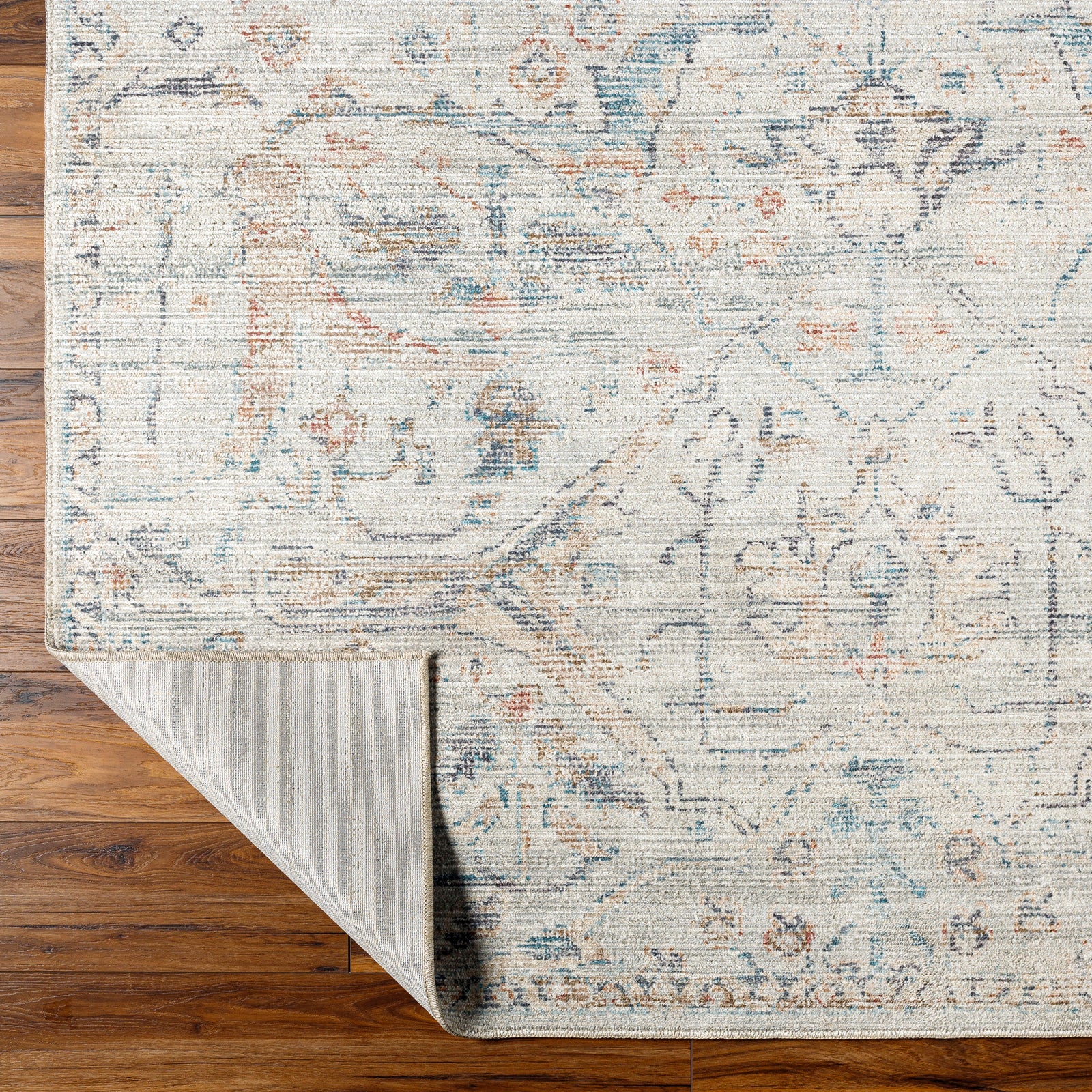 Marlene Becki Owens Vintage Traditional Vintage Boho Natural & Cream Polyester Rug 198x275cm - folded detail