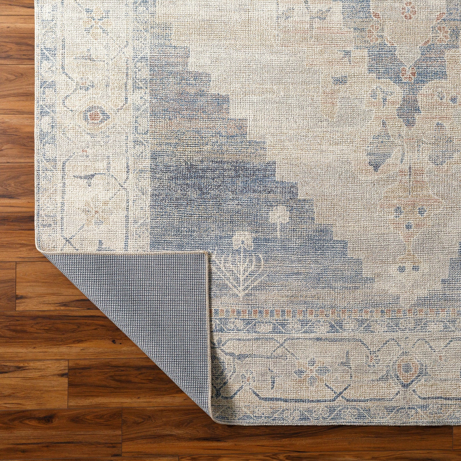 Luca Becki Owens Vintage Traditional Vintage Boho Blue & Denim Polyester Rug 200x275cm - texture detail