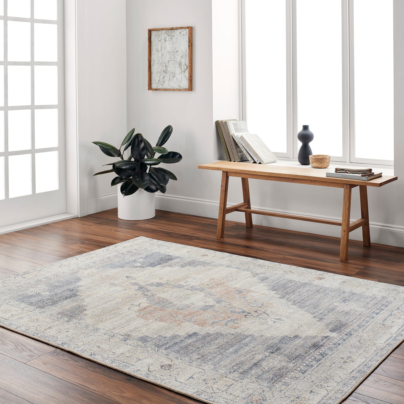 Luca Becki Owens Vintage Traditional Vintage Boho Blue & Denim Polyester Rug 200x275cm - room setting