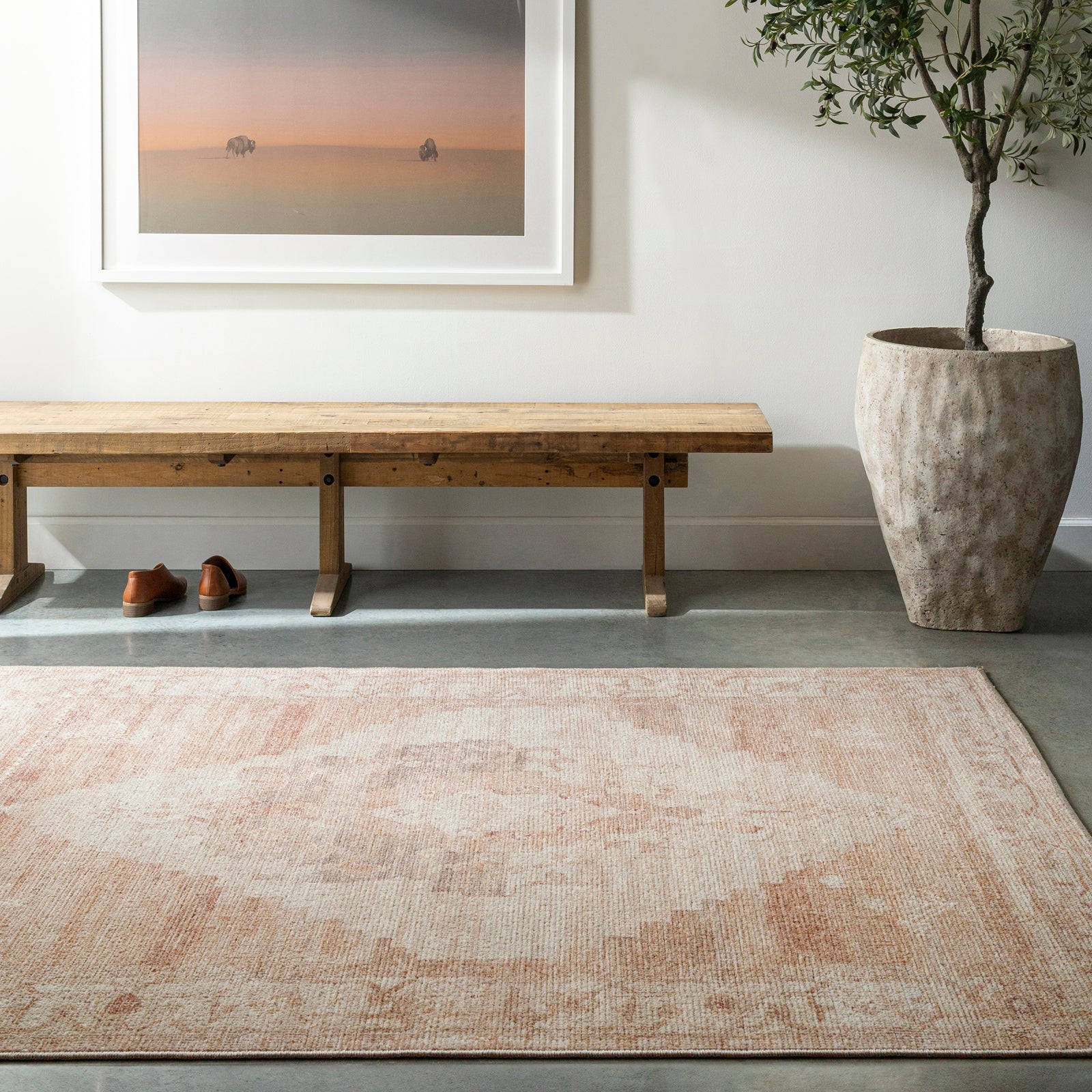 Luca Becki Owens Vintage Traditional Vintage Boho Brown & Ivory Polyester Rug 120x170cm - room setting