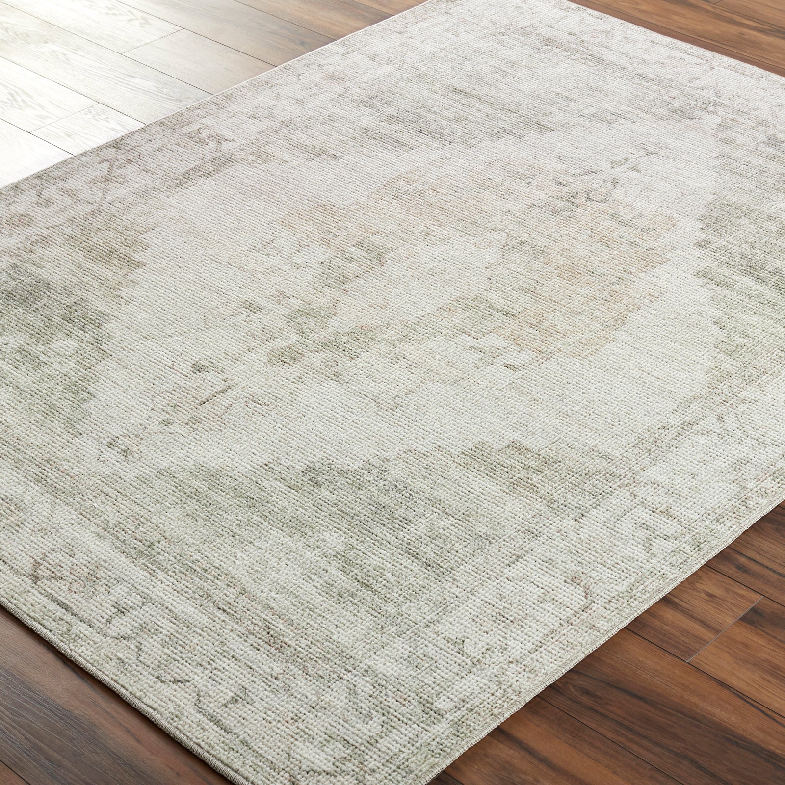 Luca Becki Owens Vintage Traditional Vintage Boho Green & Ivory Polyester Rug 120x170cm - corner detail