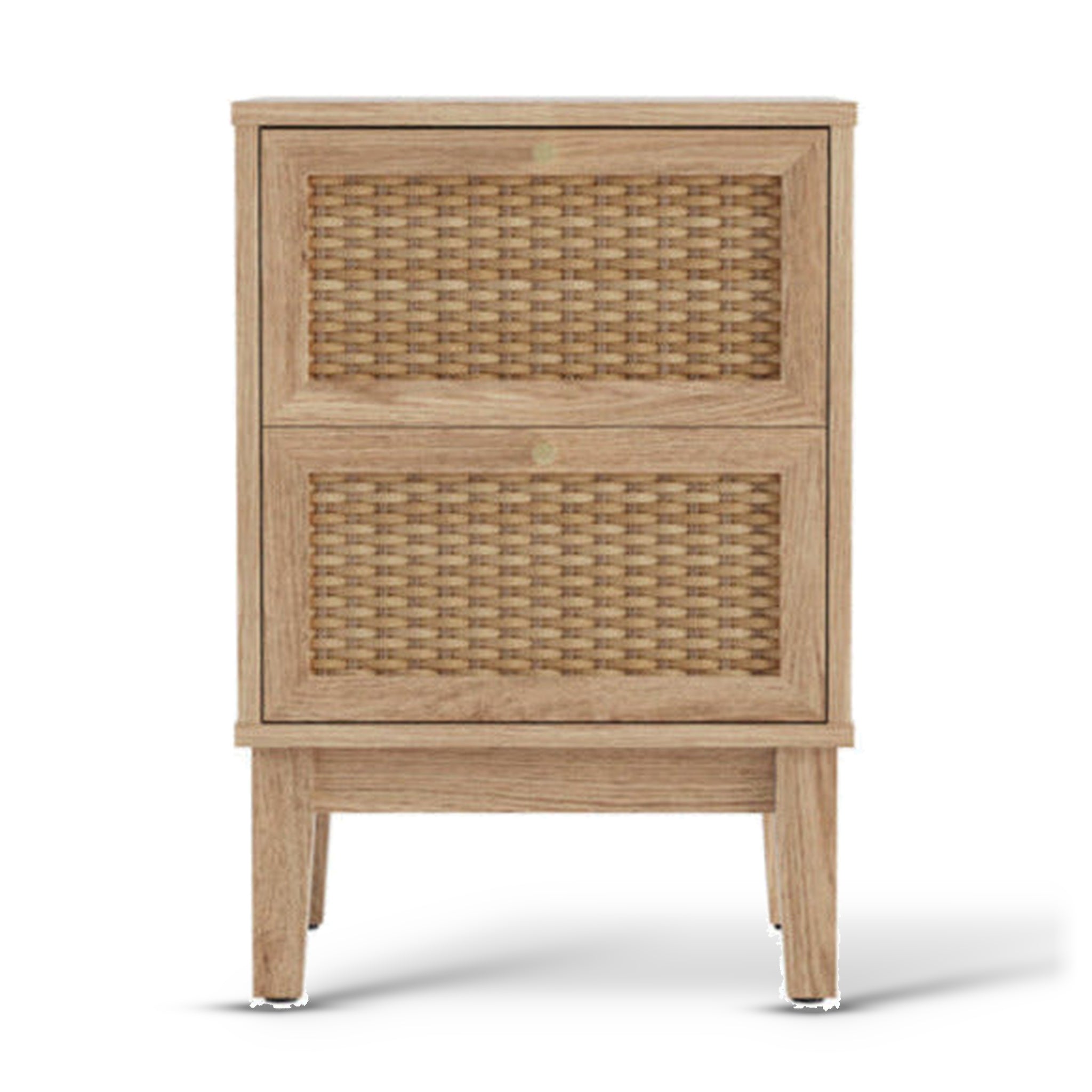 Bordeaux Boho Natural Wood & Rattan Bedside Table